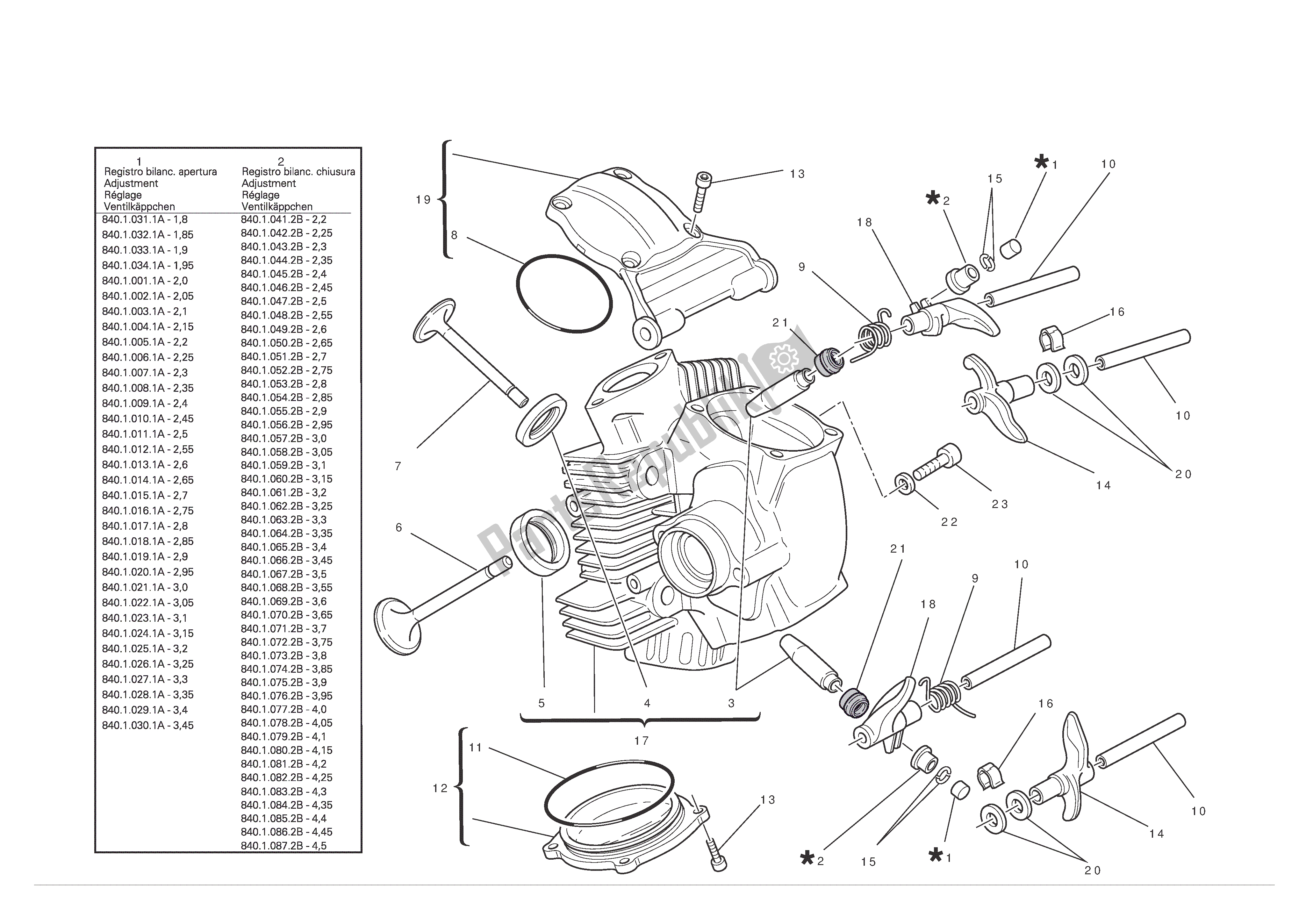 Todas las partes para Culata Horizontal de Ducati Hypermotard 796 2012