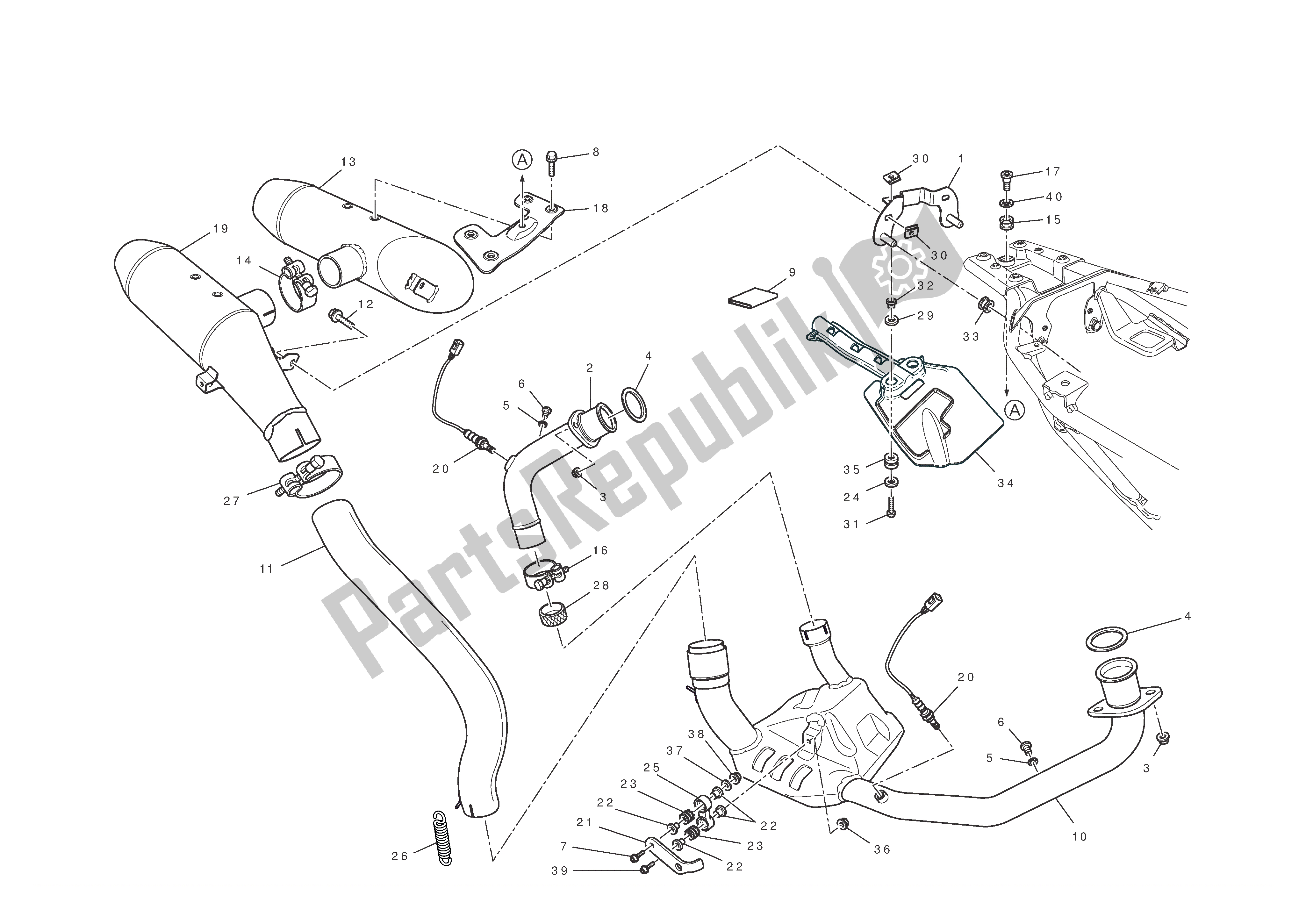 Todas las partes para Sistema De Escape de Ducati Hypermotard 796 2012