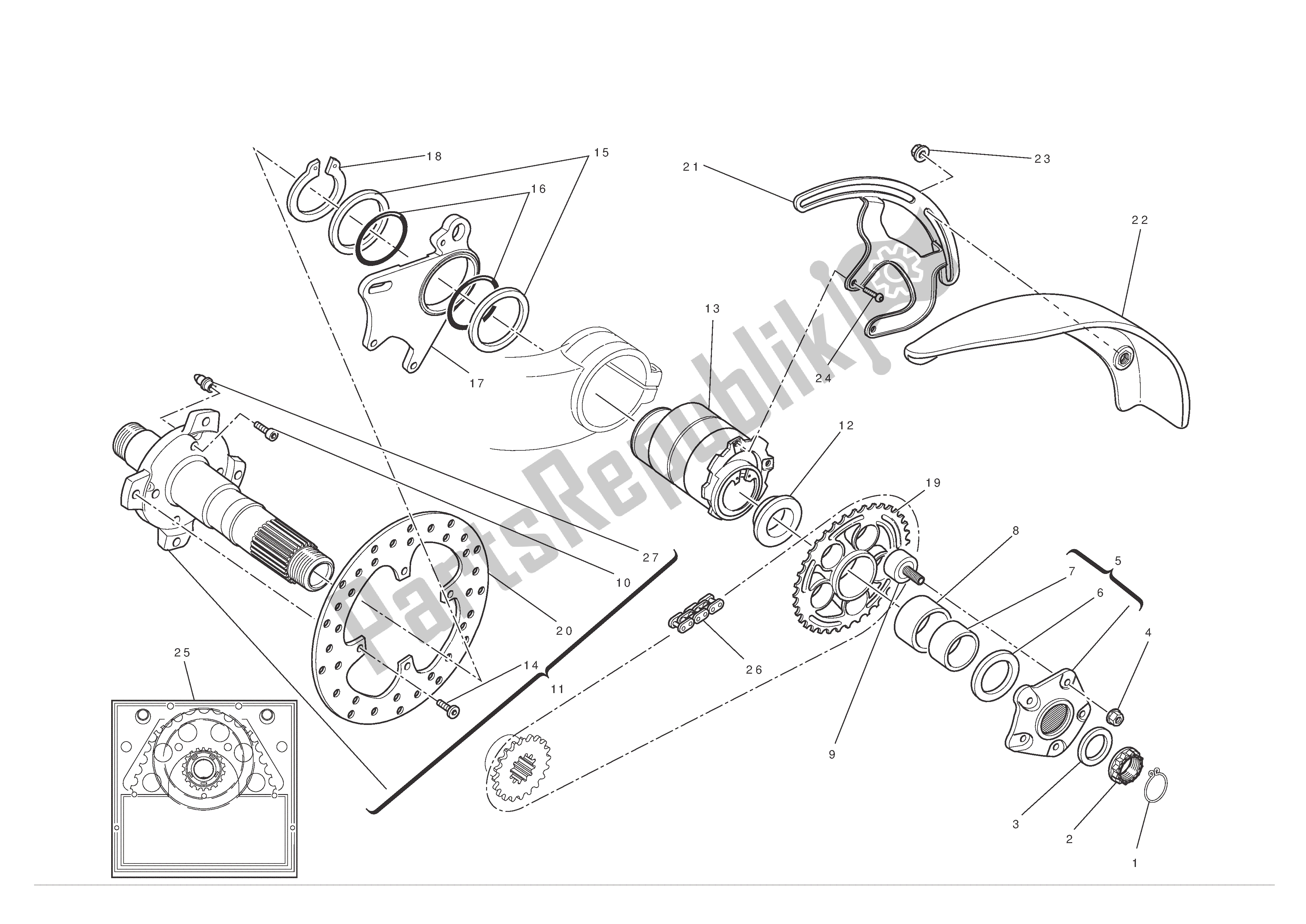 Todas las partes para Eje De La Rueda Trasera de Ducati Hypermotard 796 2012