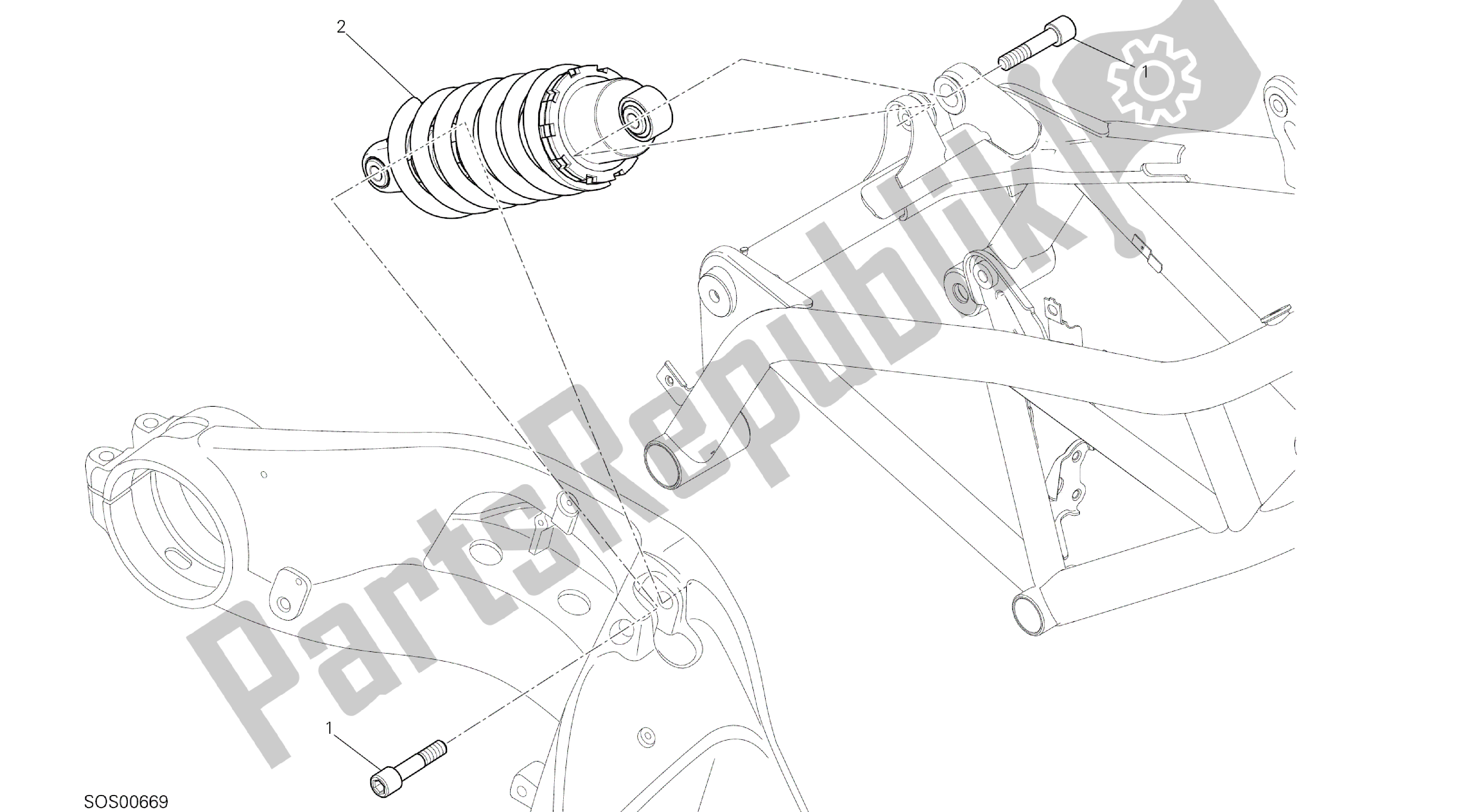 Todas las partes para Dibujo 028 - Marco De Grupo Sospensione Posteriore [mod: Hym; Xst: Aus, Eur, Fra, Jap, Twn] de Ducati Hypermotard 821 2015
