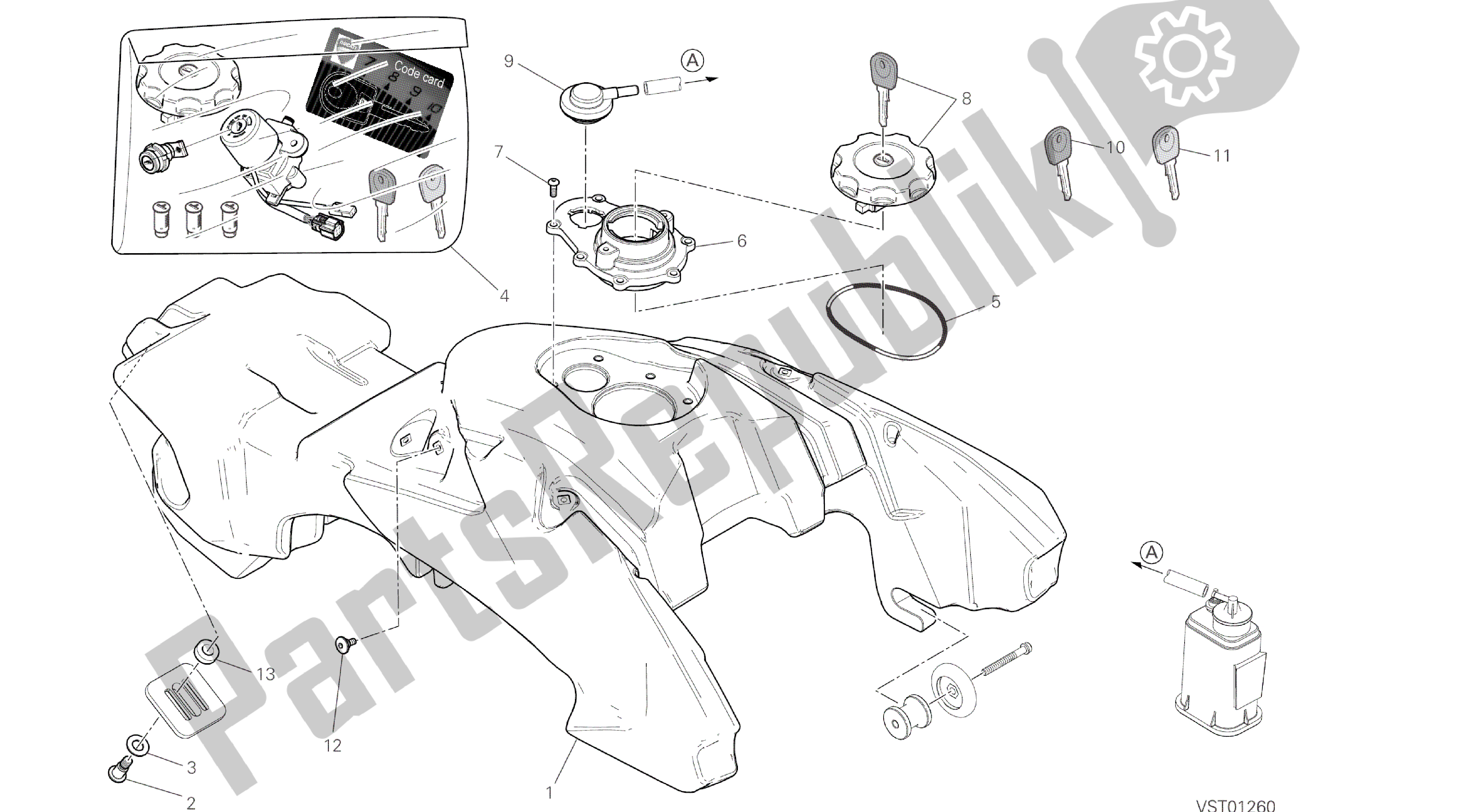 Todas las partes para Dibujo 032 - Tanque De Combustible [mod: Hym; Xst: Twn] Marco De Grupo de Ducati Hypermotard 821 2015