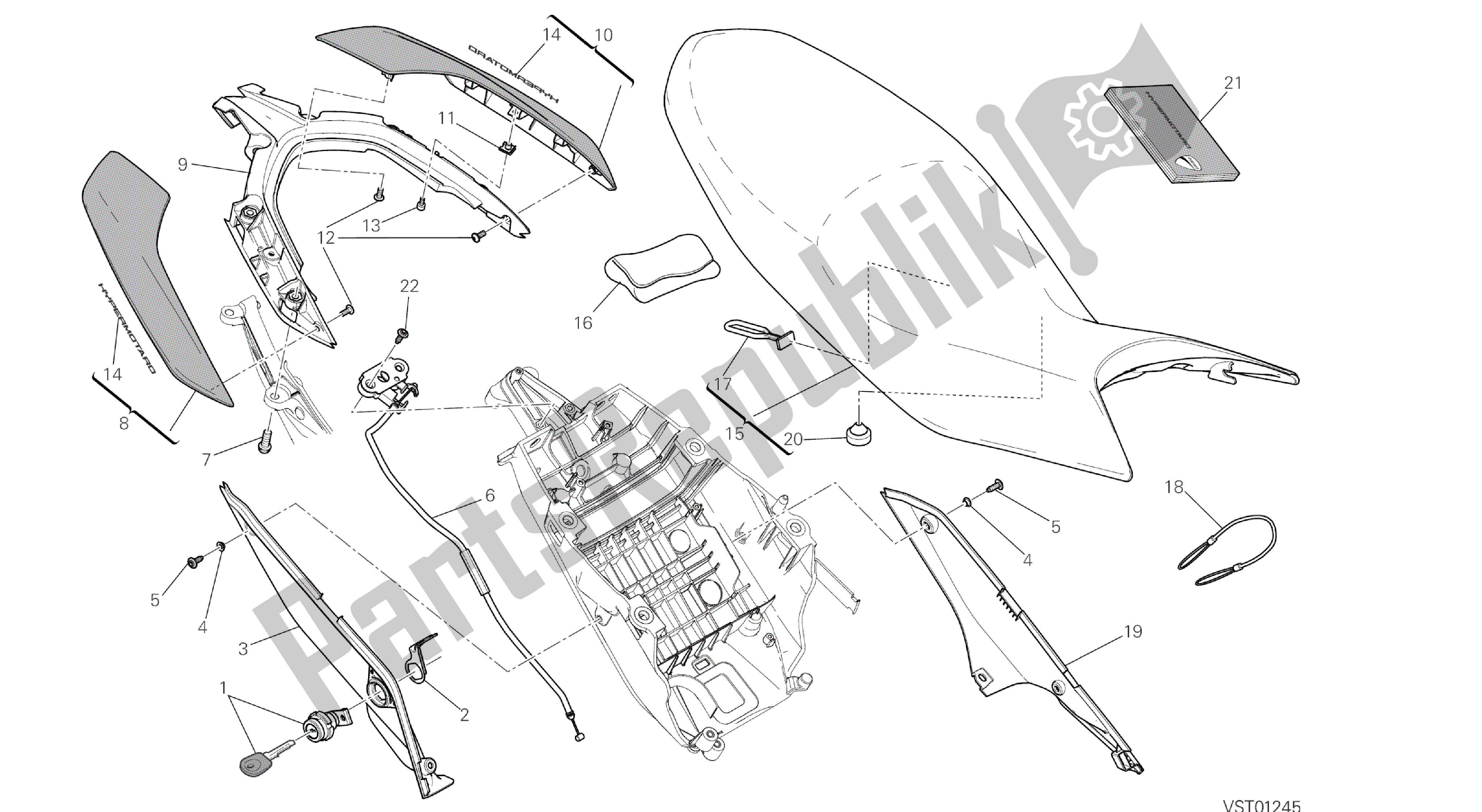 Todas las partes para Dibujo 033 - Marco Del Grupo Seat [mod: Hym; Xst: Aus, Eur, Fra, Jap, Twn] de Ducati Hypermotard 821 2015