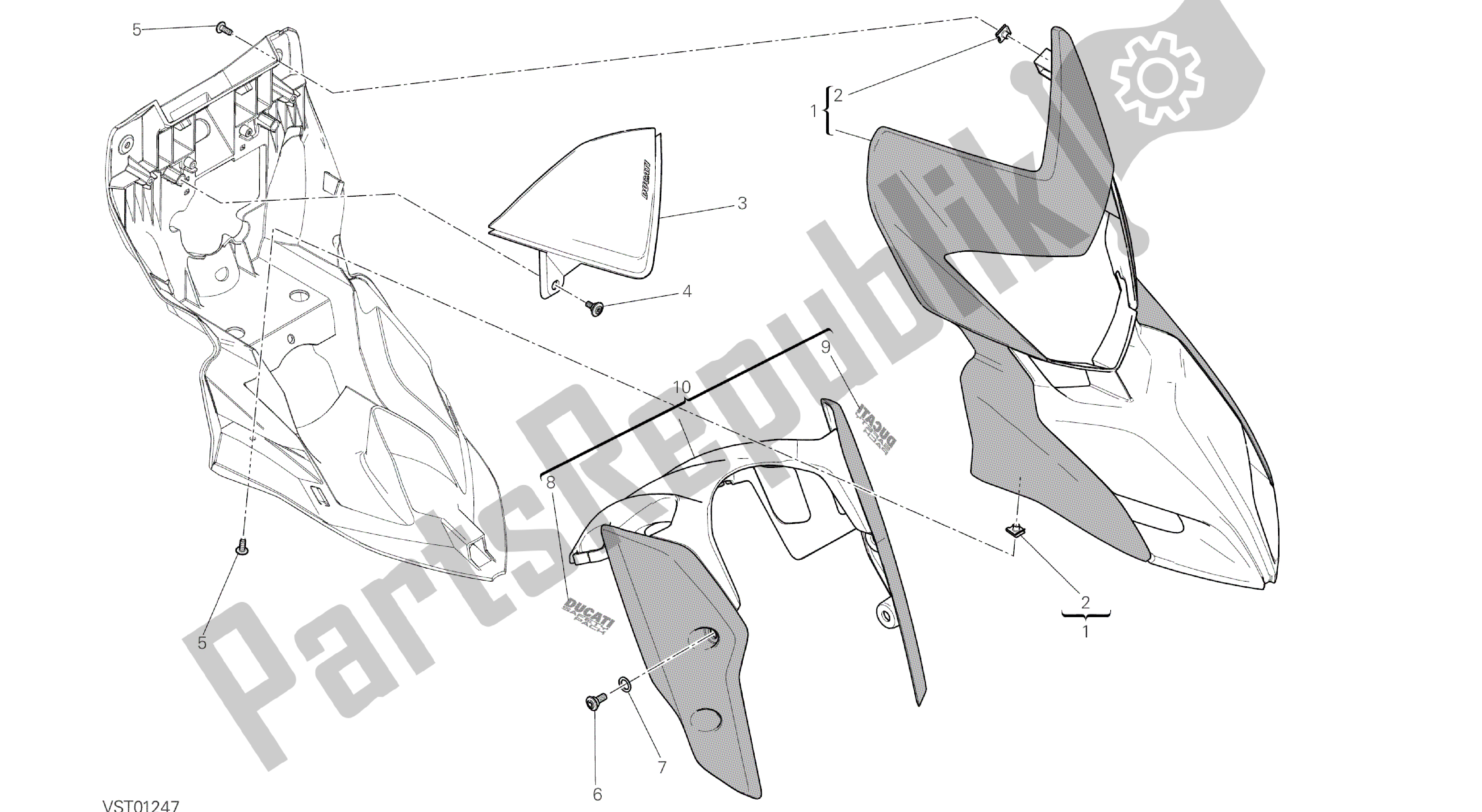 Todas las partes para Dibujo 034 - Capó [mod: Hym; Xst: Marco De Grupo Aus, Eur, Fra, Jap, Twn] de Ducati Hypermotard 821 2015