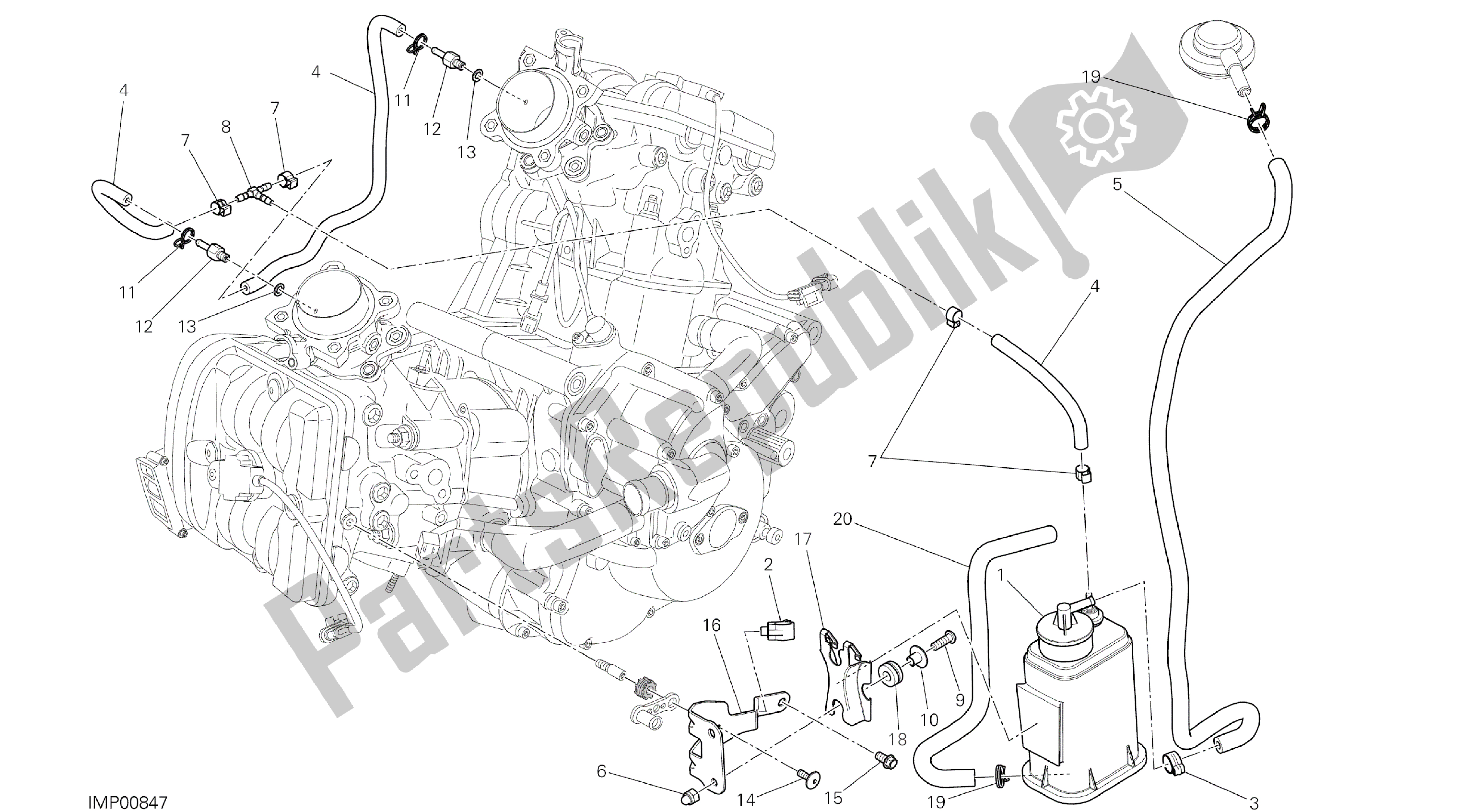 Todas las partes para Dibujo 036 - Recipiente De Tubo De Aire Caliente [mod: Hym; Xst: Twn] Marco De Grupo de Ducati Hypermotard 821 2015