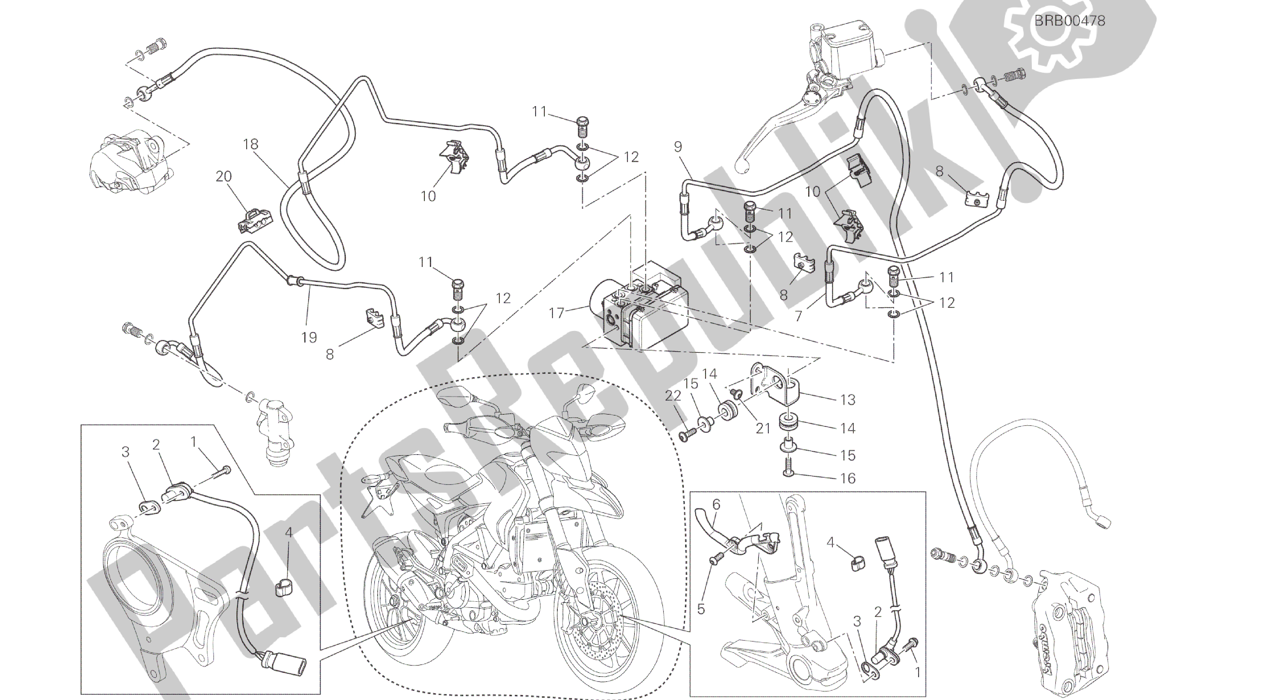 Todas las partes para Dibujo 24a - Sistema De Frenos Antibloqueo (abs) [mod: Hym; Xst: Aus, Eur, Fra, Jap, Twn] Marco De Grupo de Ducati Hypermotard 821 2015