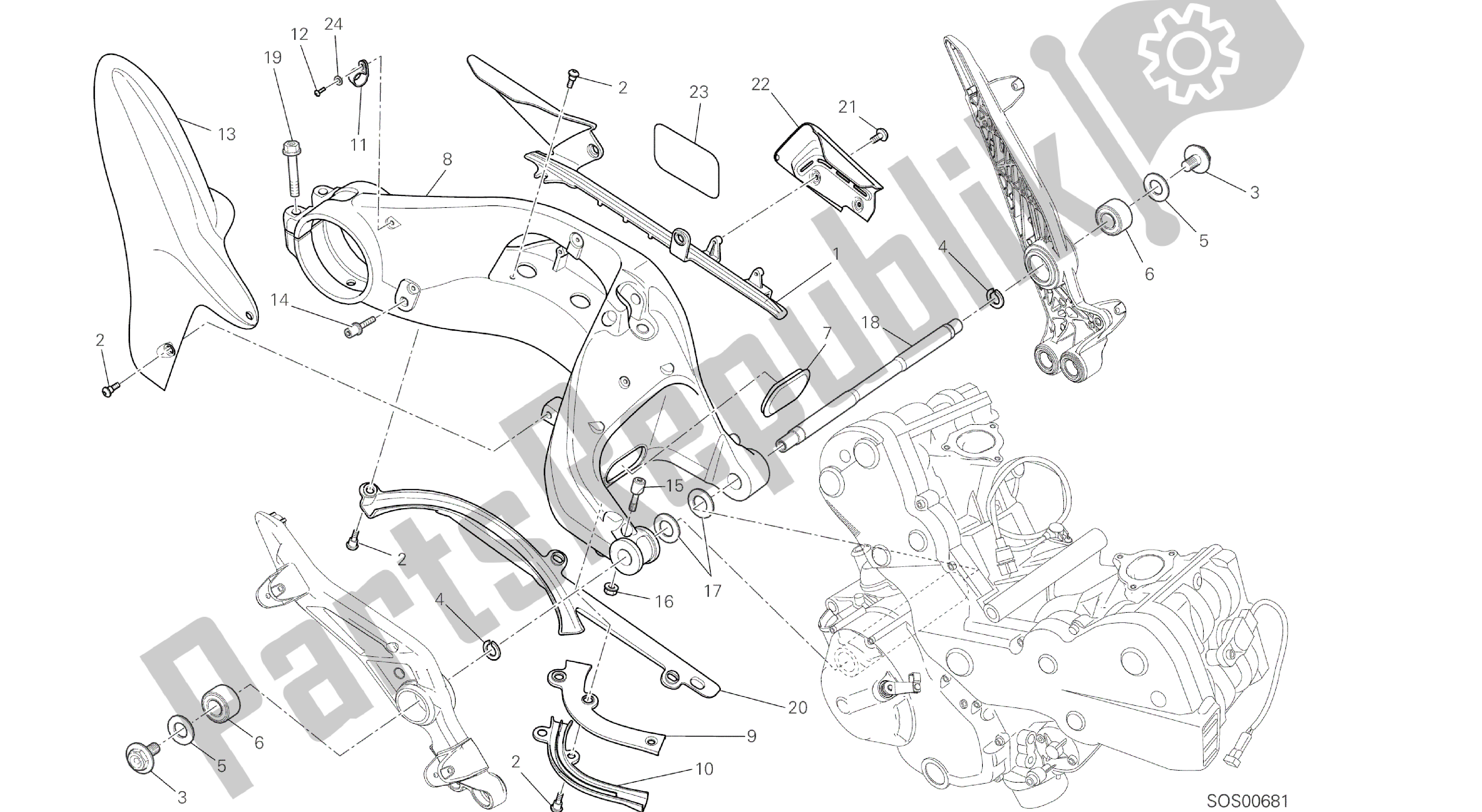 Todas las partes para Dibujo 28a - Forcellone Posteriore [mod: Hym; Xst: Aus] Marco De Grupo de Ducati Hypermotard 821 2015