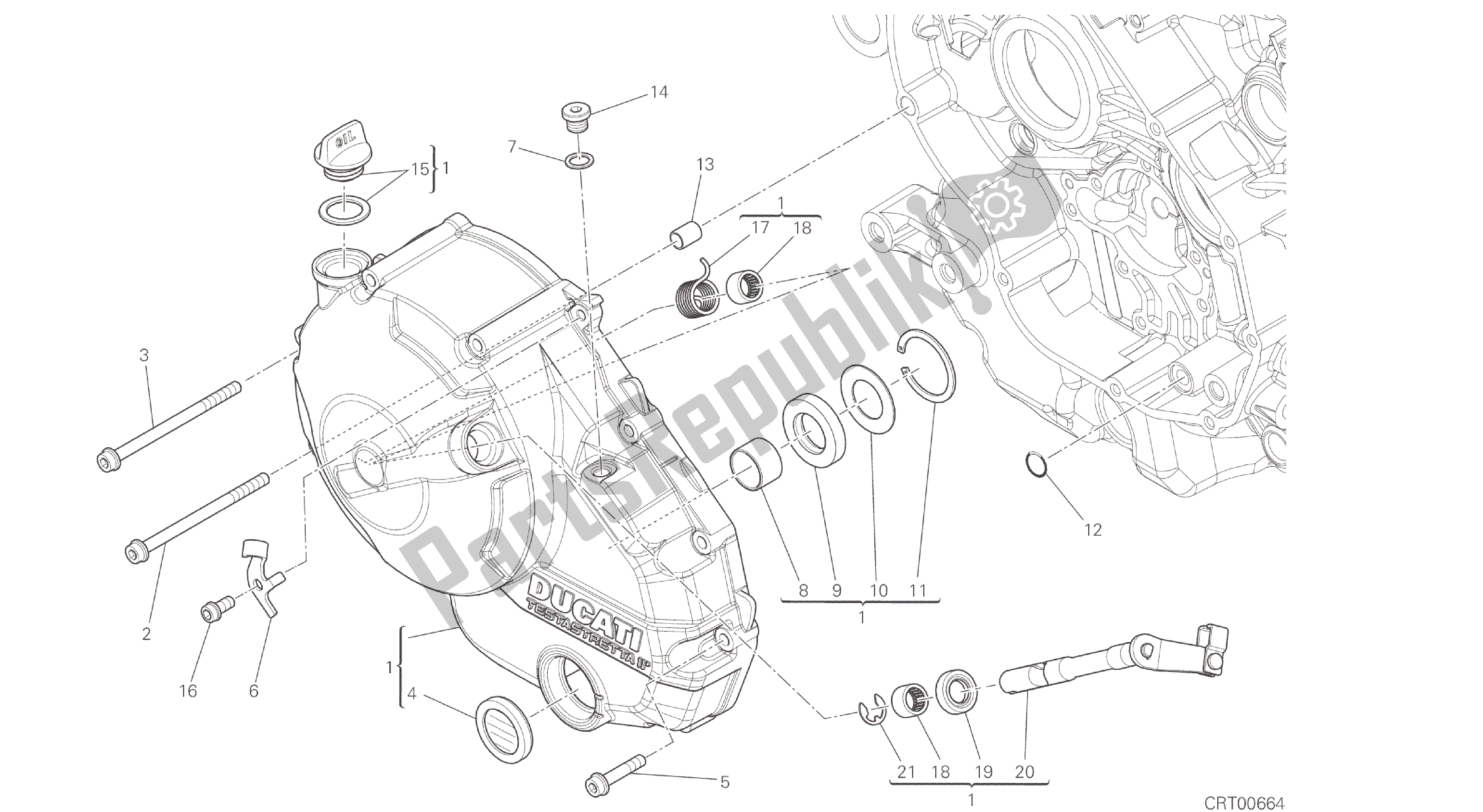 Todas las partes para Dibujo 005 - Cubierta Del Embrague [mod: Hym; Xst: Aus, Eur, Fra, Jap, Twn] Motor De Grupo de Ducati Hypermotard 821 2015