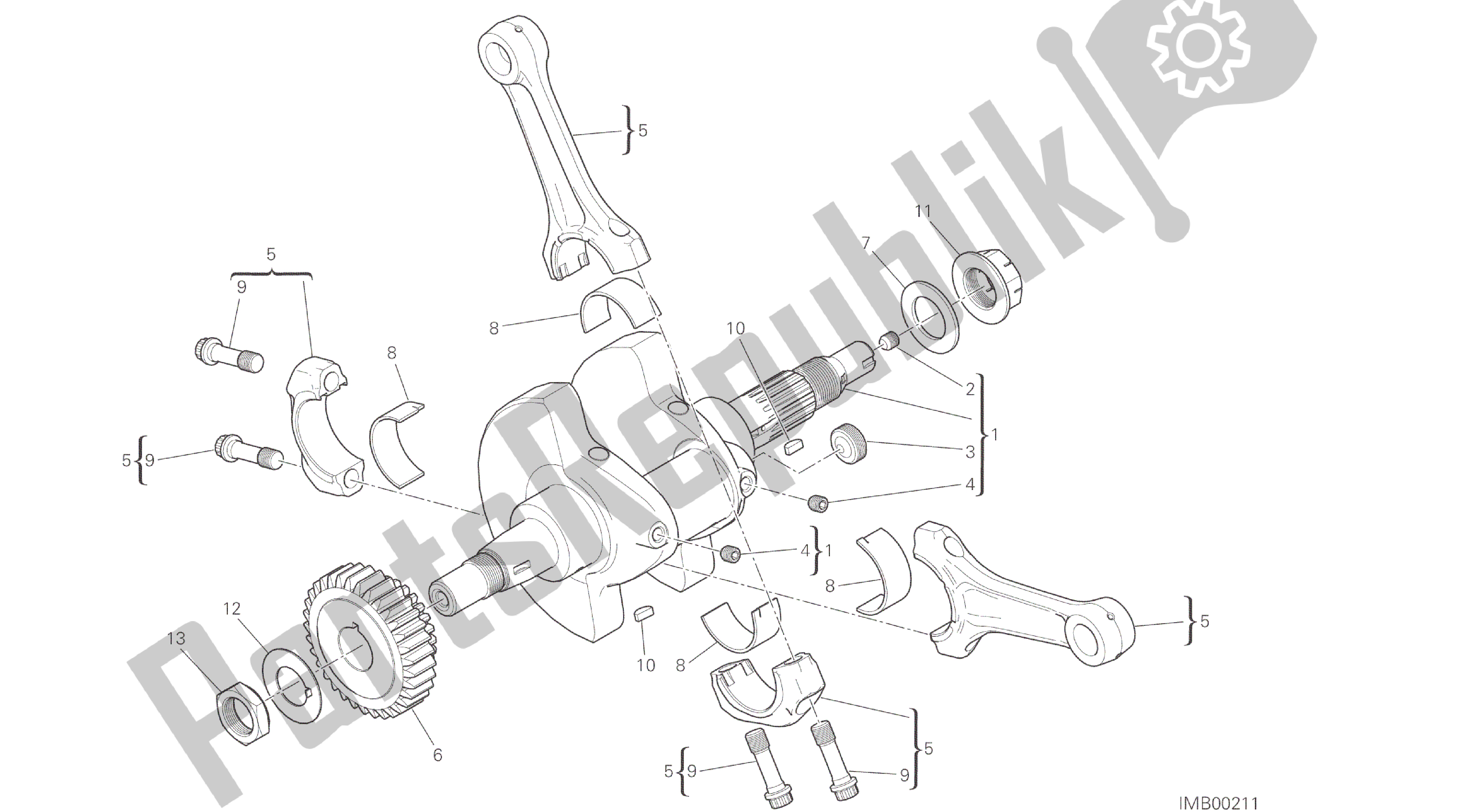 Tutte le parti per il Disegno 006 - Bielle [mod: Hym; Xst: Aus, Eur, Fra, Jap, Twn] Gruppo Motore del Ducati Hypermotard 821 2015