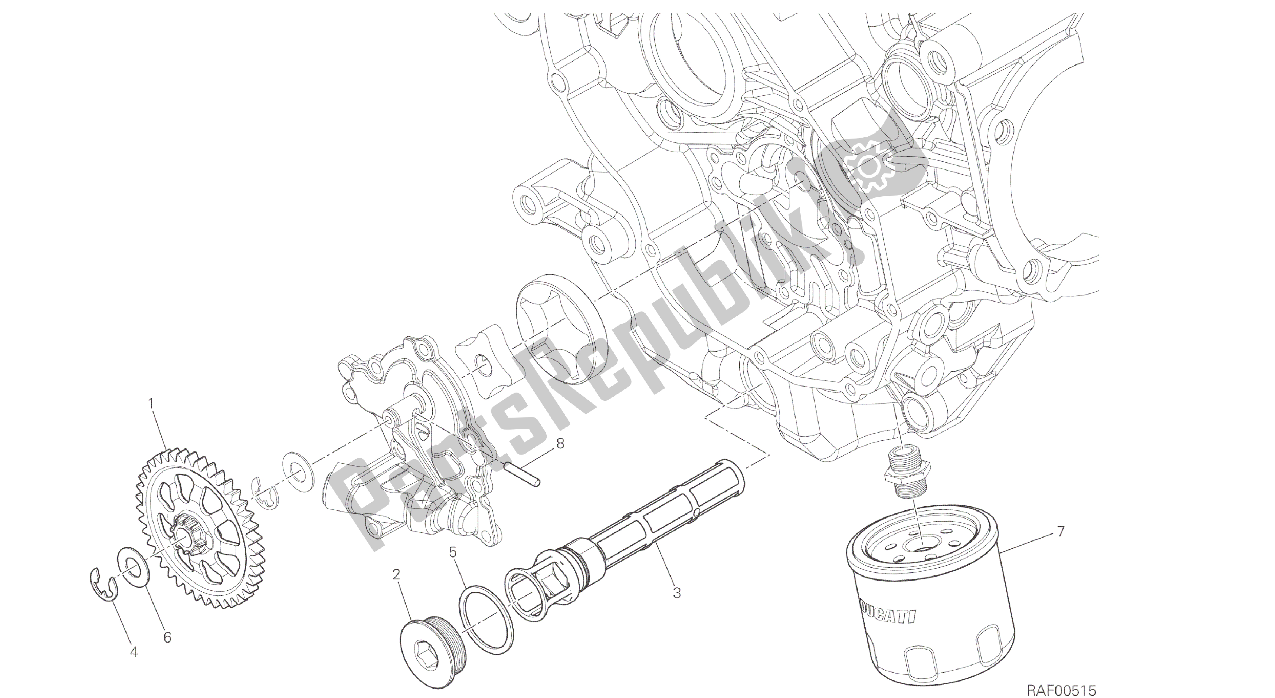 Todas las partes para Dibujo 009 - Filtros Y Bomba De Aceite [mod: Hym; Xst: Aus, Eur, Fra, Jap, Twn] Motor De Grupo de Ducati Hypermotard 821 2015