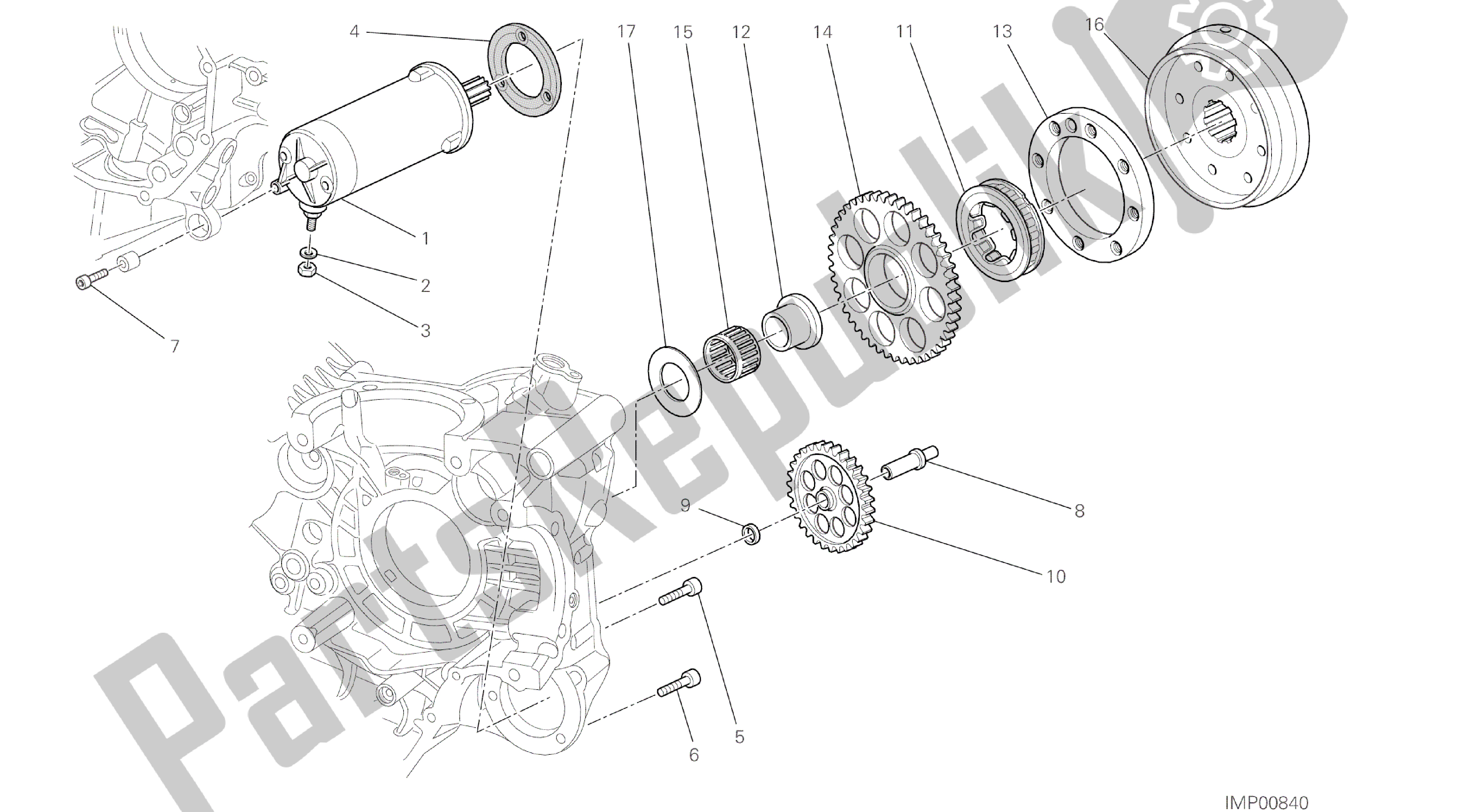 Toutes les pièces pour le Dessin 012 - Démarrage Et Allumage électriques [mod: Hym; Xst: Aus, Eur, Fra, Jap, Twn] Moteur Du Groupe du Ducati Hypermotard 821 2015