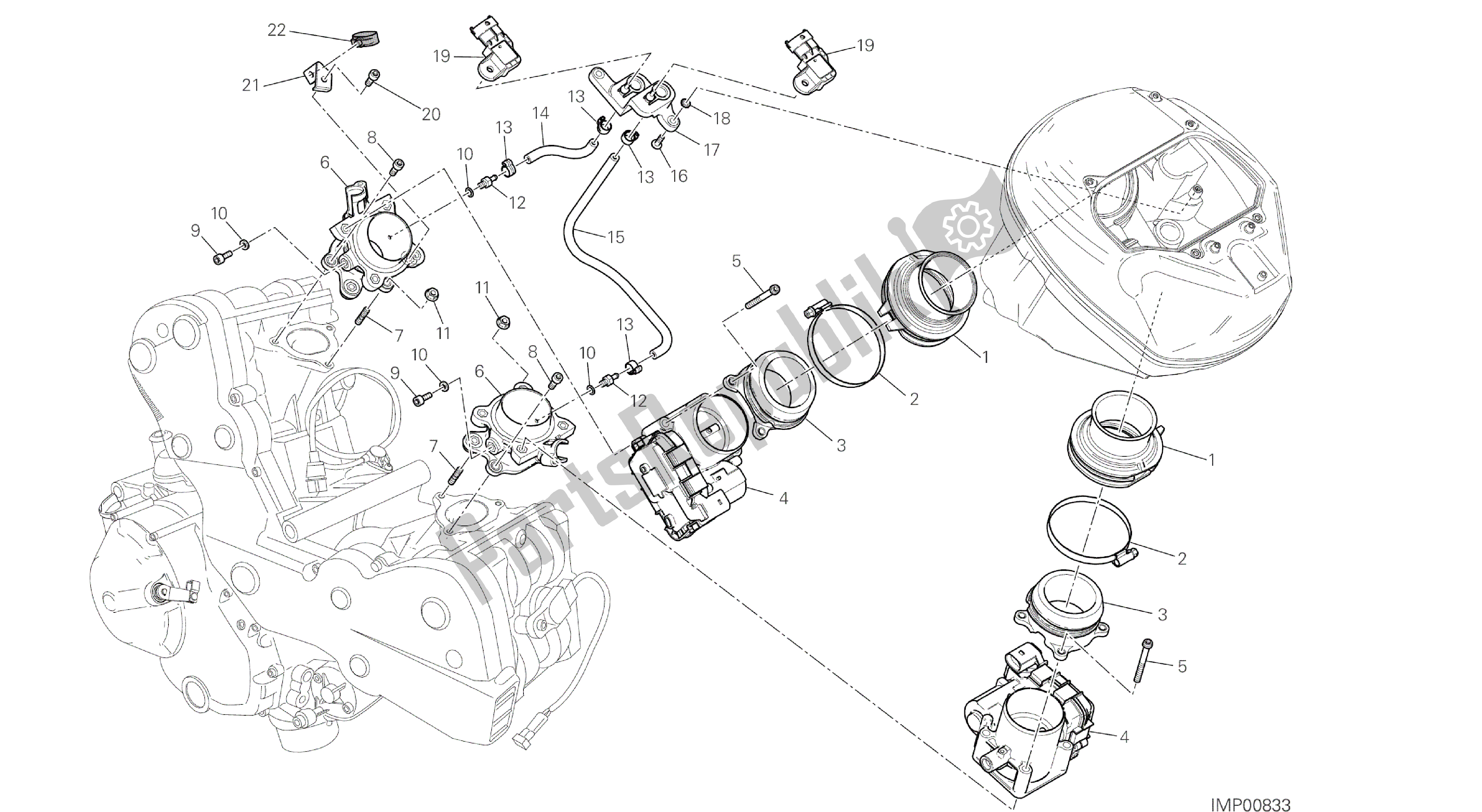 Todas las partes para Dibujo 016 - Cuerpo Del Acelerador [mod: Hym; Xst: Aus, Eur, Fra, Jap] Frame Group de Ducati Hypermotard 821 2015