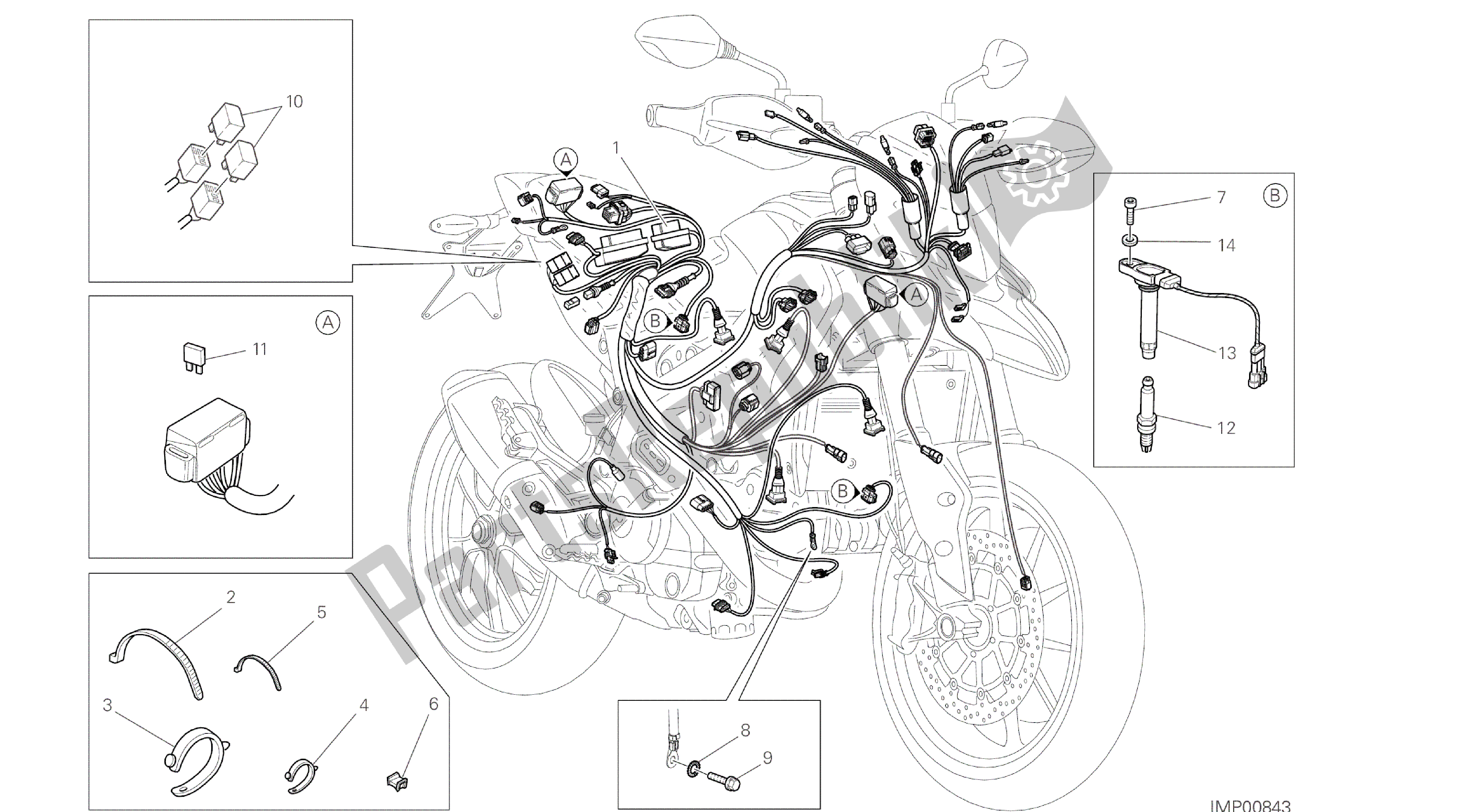 Todas las partes para Dibujo 018 - Mazo De Cables [mod: Hym; Xst: Aus, Eur, Fra, Jap, Twn] Grupo Eléctrico de Ducati Hypermotard 821 2015