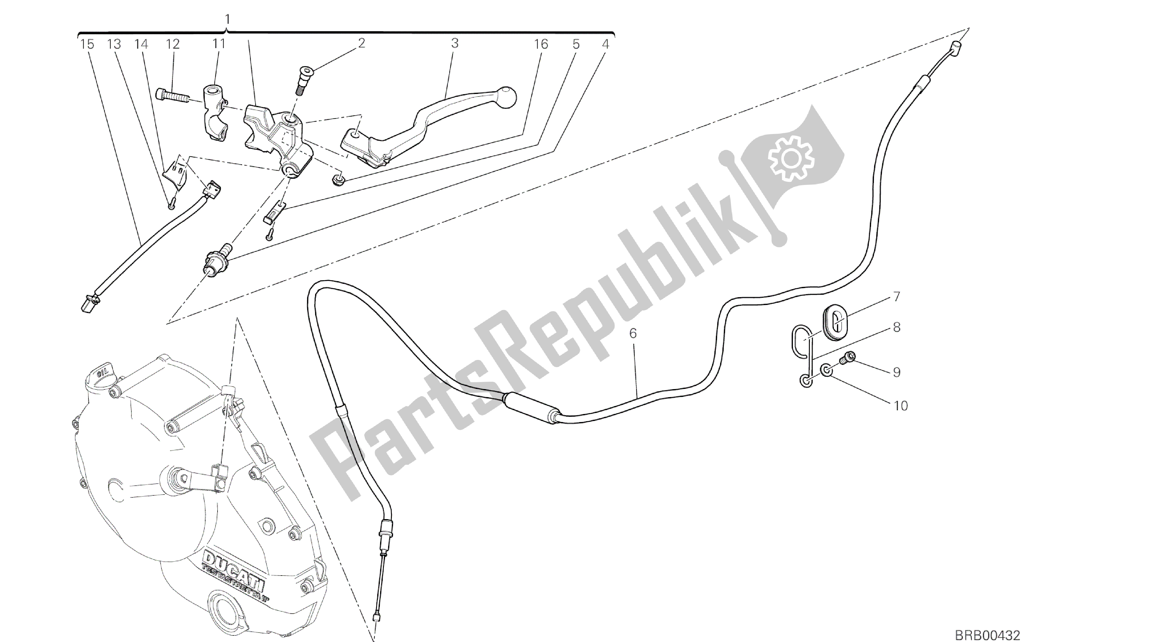 Todas las partes para Dibujo 023 - Control De Embrague [mod: Hym; Xst: Marco De Grupo Aus, Eur, Fra, Jap, Twn] de Ducati Hypermotard 821 2015