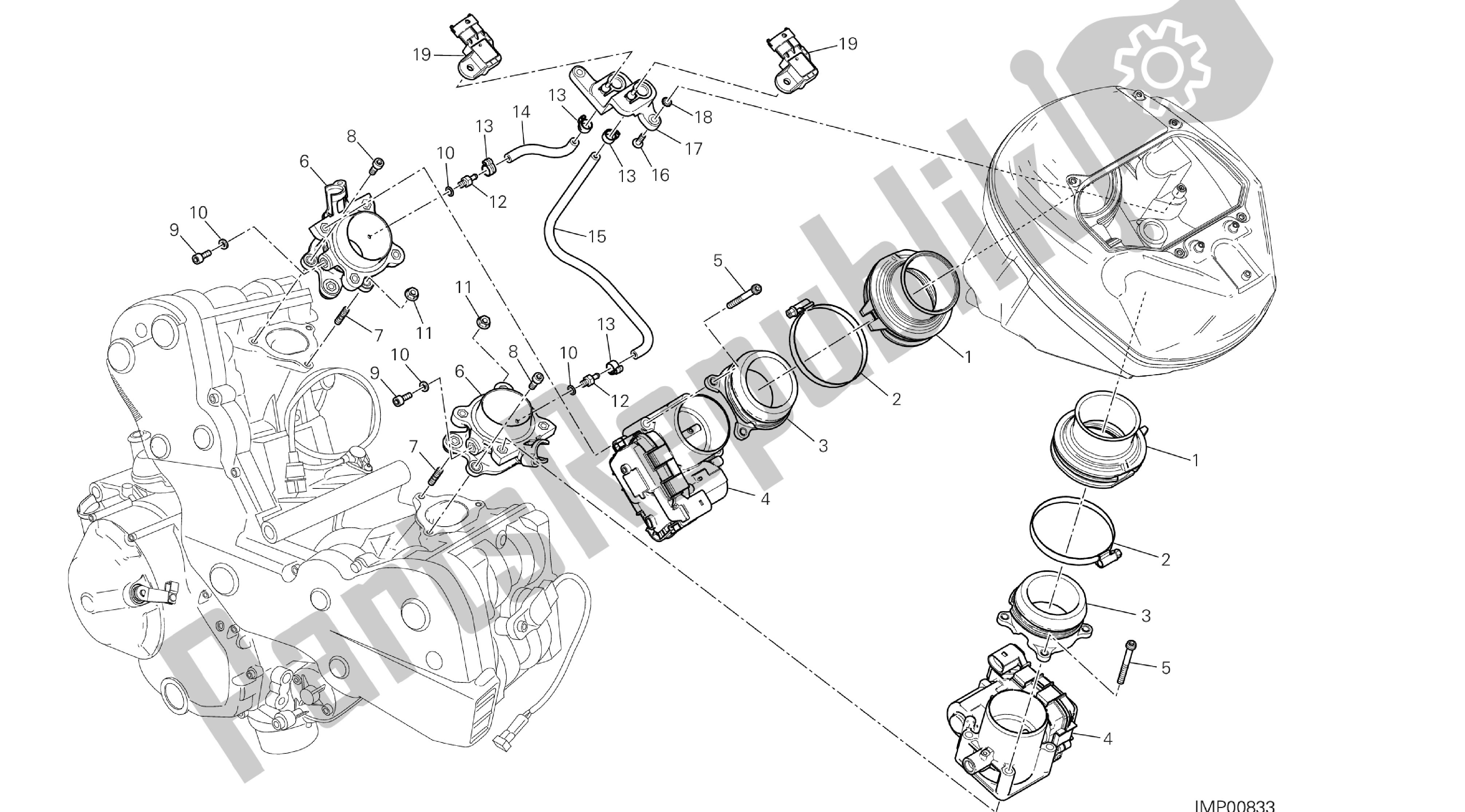 Todas las partes para Dibujo 016 - Cuerpo Del Acelerador [xst: Eur] Grupo Fr Ame de Ducati Hypermotard SP 821 2013