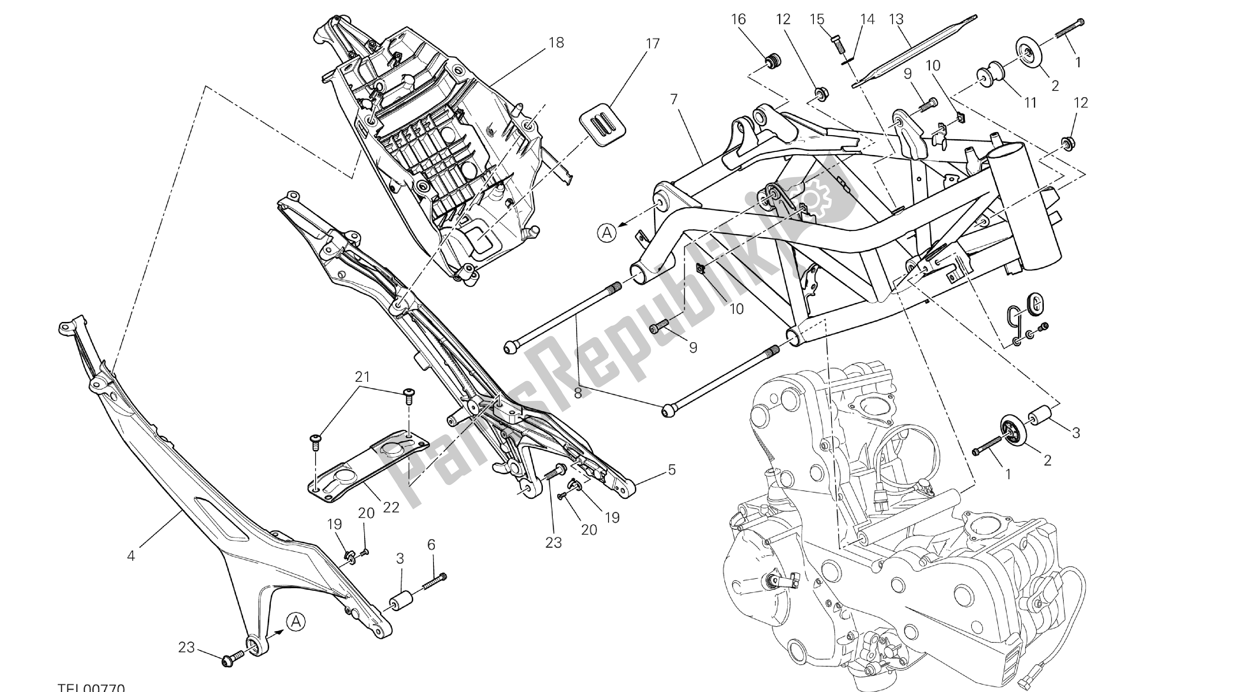 Toutes les pièces pour le Dessin 022 - Cadre [x St: Cal, C Dn, Eur] Groupe Fr Ame du Ducati Hypermotard SP 821 2013