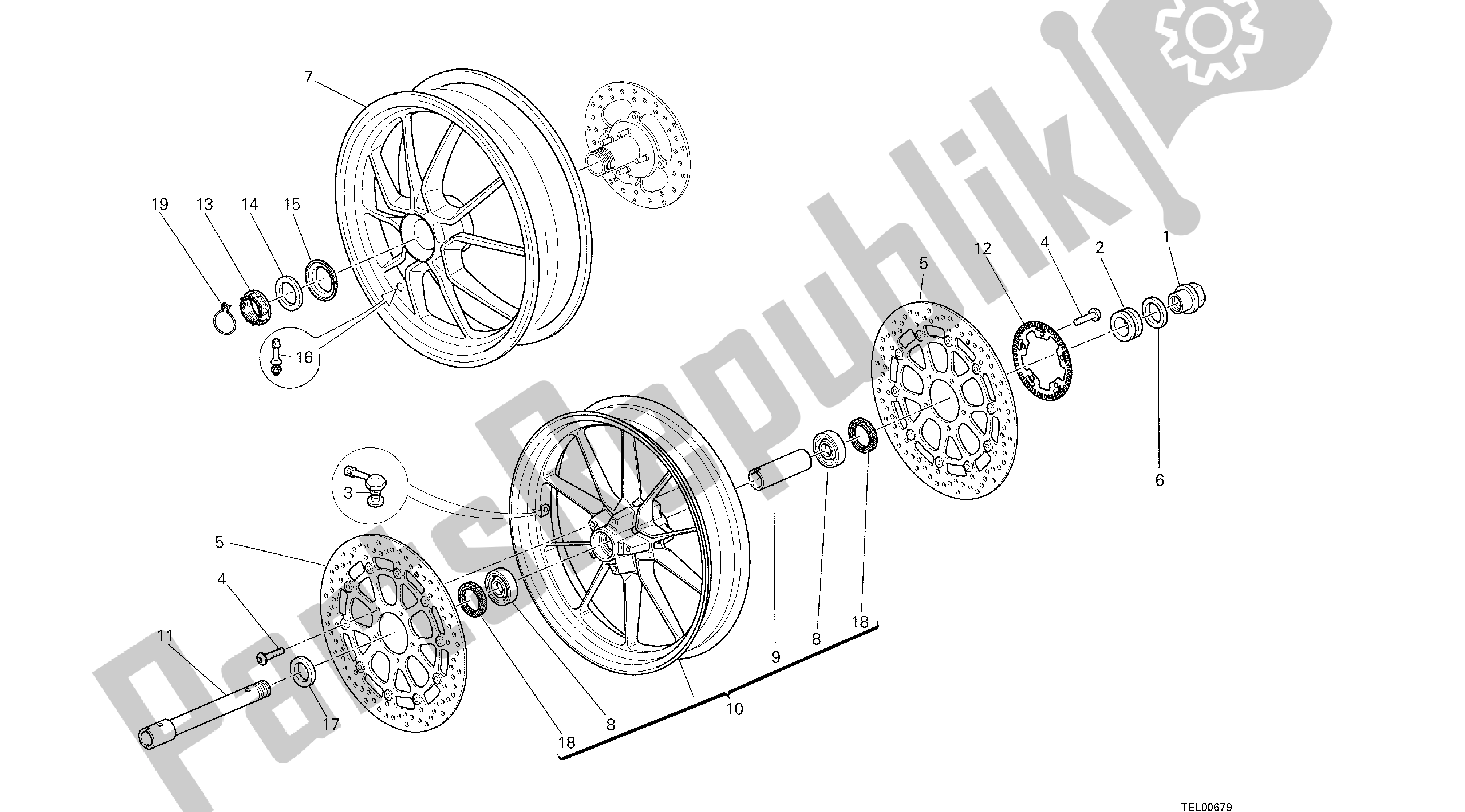 Toutes les pièces pour le Dessin 026 - Ruota Anteriore E Posteriore [x St: Cal, C Dn, Eur] Groupe Fr Ame du Ducati Hypermotard SP 821 2013