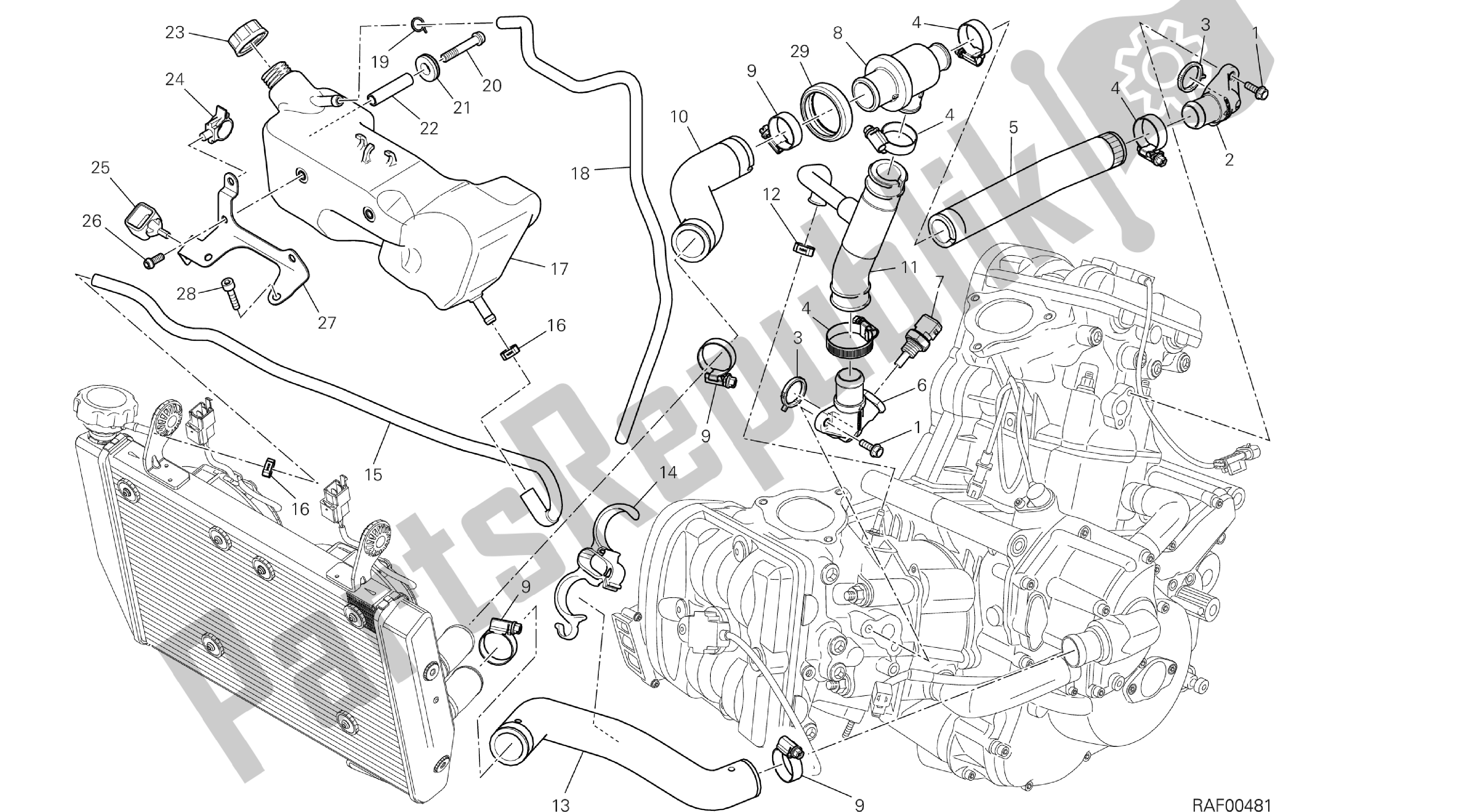 Todas las partes para Dibujo 031 - Circuito De Enfriamiento [x St: Cal, C Dn, Eur] Grupo Fr Ame de Ducati Hypermotard SP 821 2013