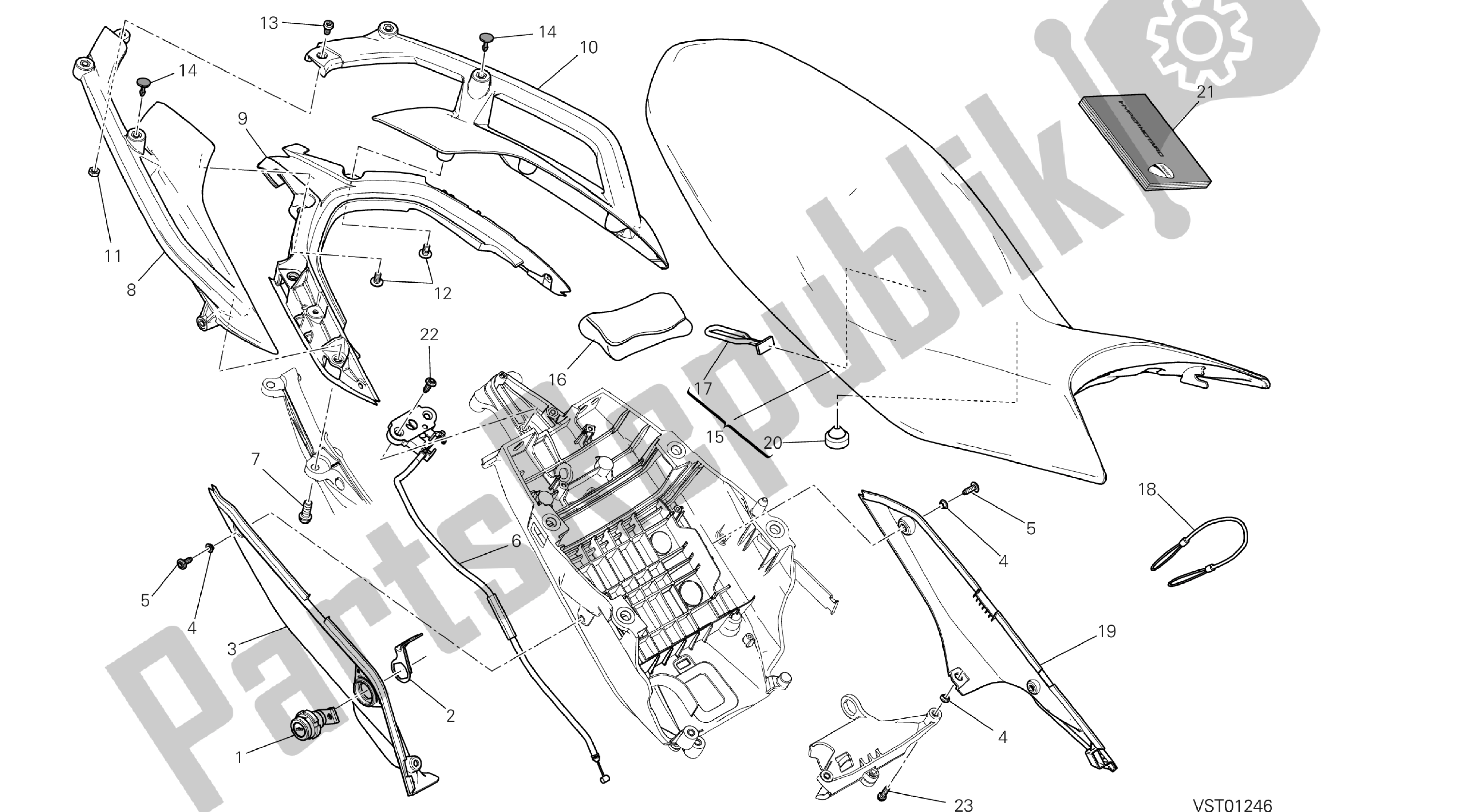 Todas las partes para Dibujo 033 - Asiento [x St: Cal, C Dn, Eur] Grupo Fr Ame de Ducati Hypermotard SP 821 2013