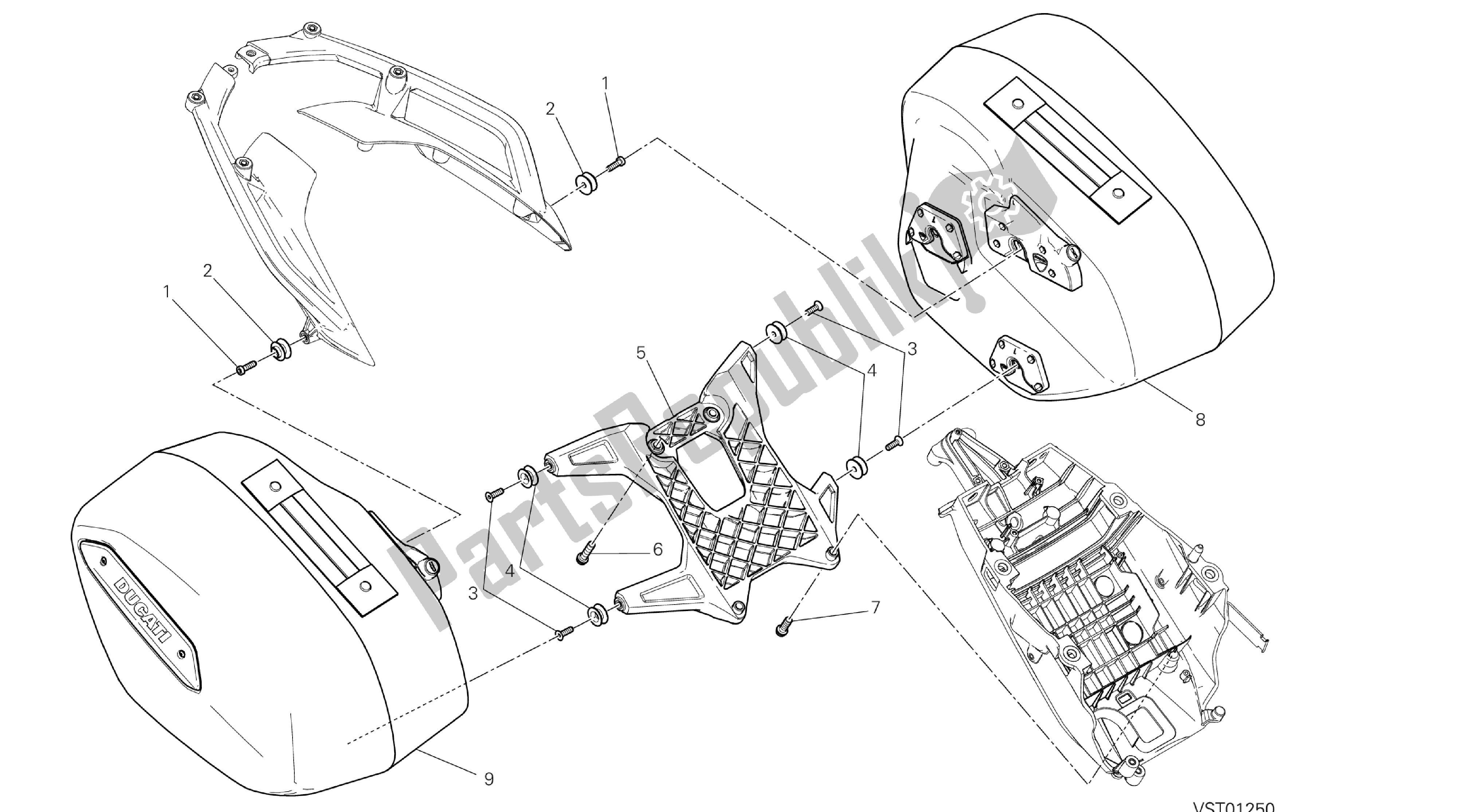 Todas las partes para Dibujo 035 - Maletas Laterales [x St: Cal, C Dn, Eur] Grupo Fr Ame de Ducati Hypermotard SP 821 2013