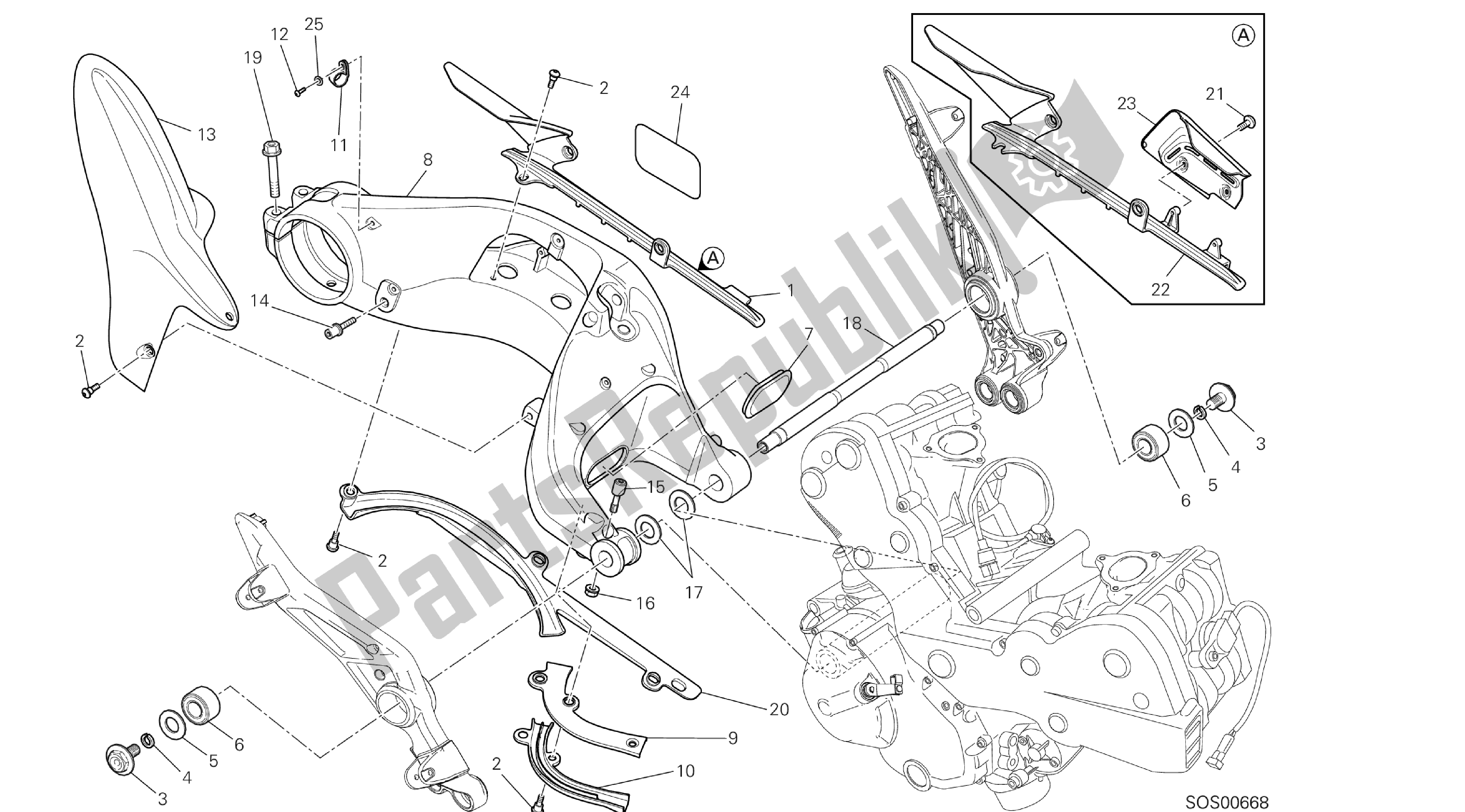 Todas las partes para Dibujo 28a - Forcellone Posteriore [x St: Cal, C Dn, Eur] Grupo Fr Ame de Ducati Hypermotard SP 821 2013