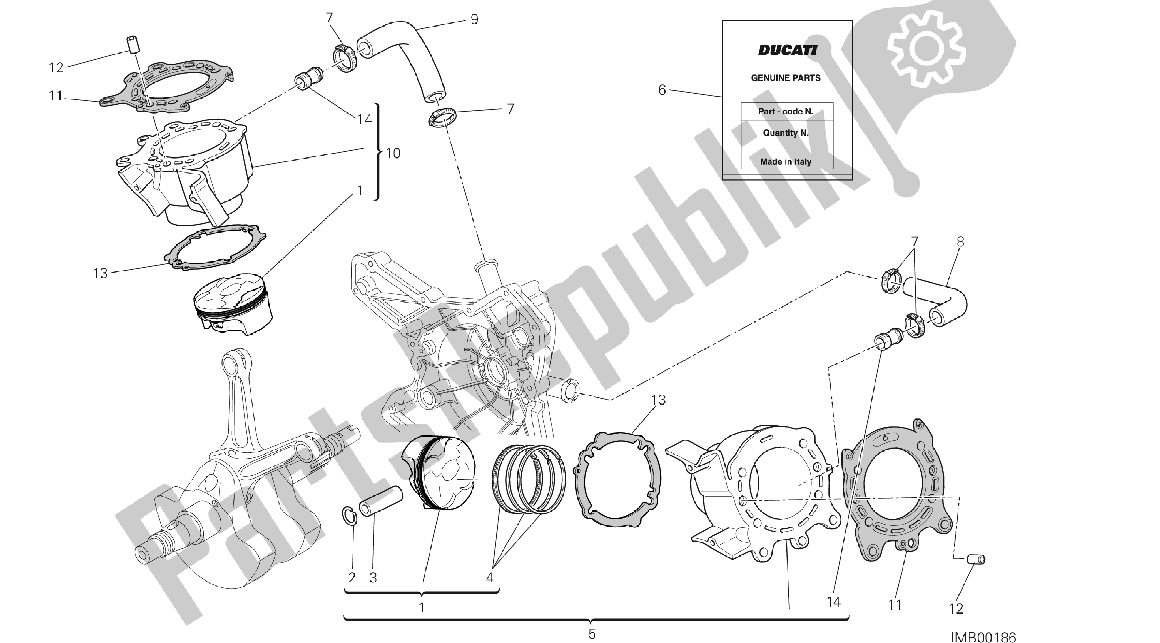 Todas las partes para Dibujo 007 - Cilindros - Pistones [mod: Hypstar; St: Aud, Eur, Fra, Jap] Motor De Grupo de Ducati Hypermotard SP 821 2013