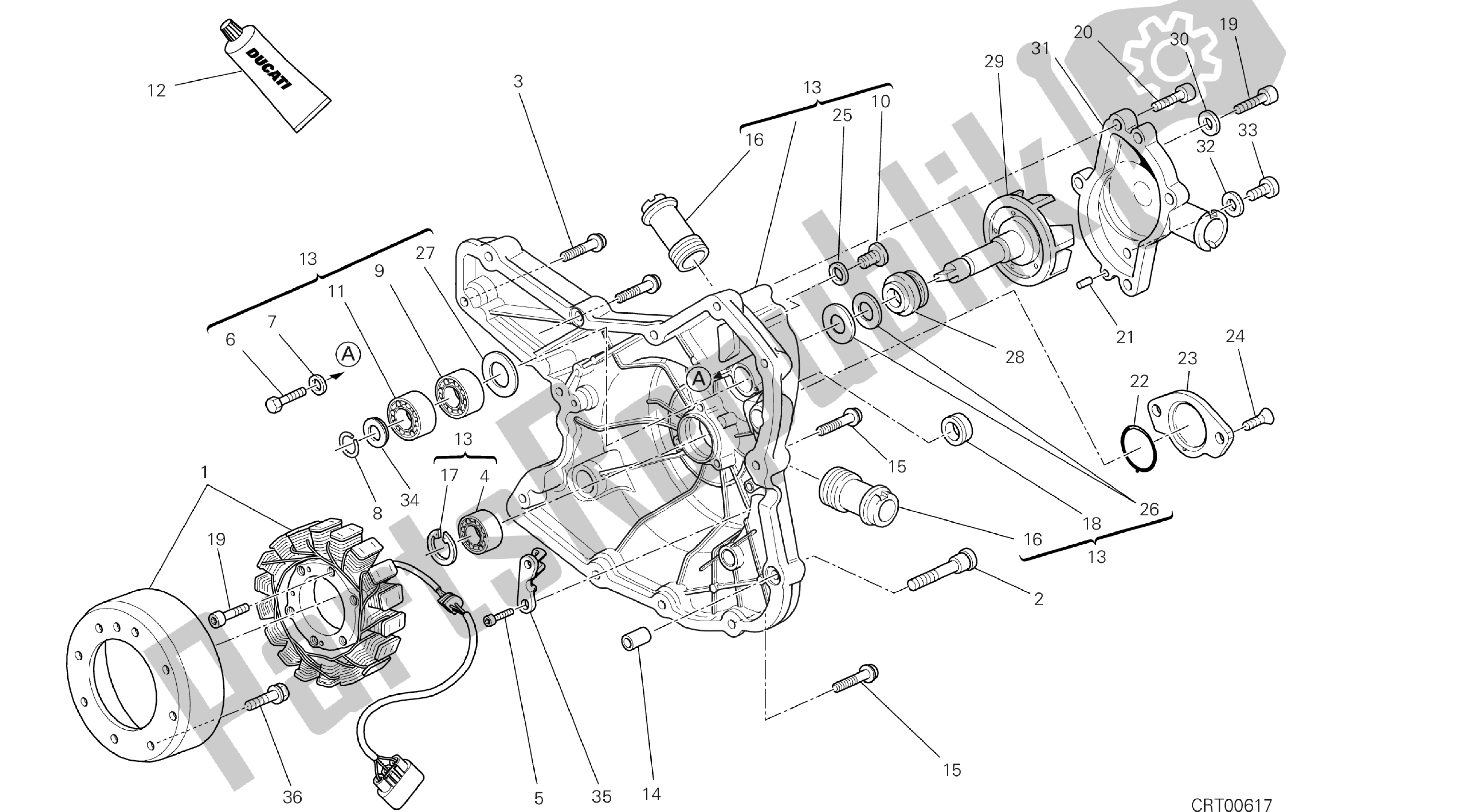 Todas las partes para Dibujo 011 - Cubierta Del Generador [mod: Hyp Str; Xst: Aud, Eur, Fra, Jap] Motor De Grupo de Ducati Hypermotard SP 821 2013