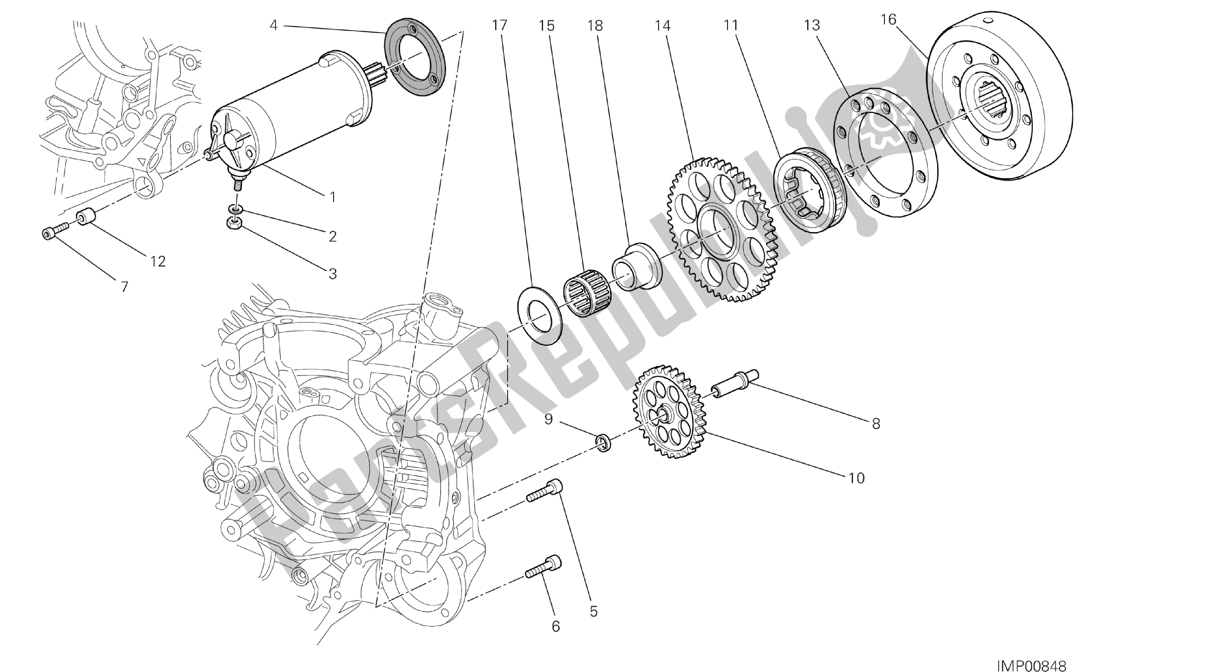 Toutes les pièces pour le Dessin 012 - Démarrage Et Allumage électriques [mod: Hyp Str; Xst: Aus, Eur, Fra, Jap] Group Engi Ne du Ducati Hypermotard SP 821 2013