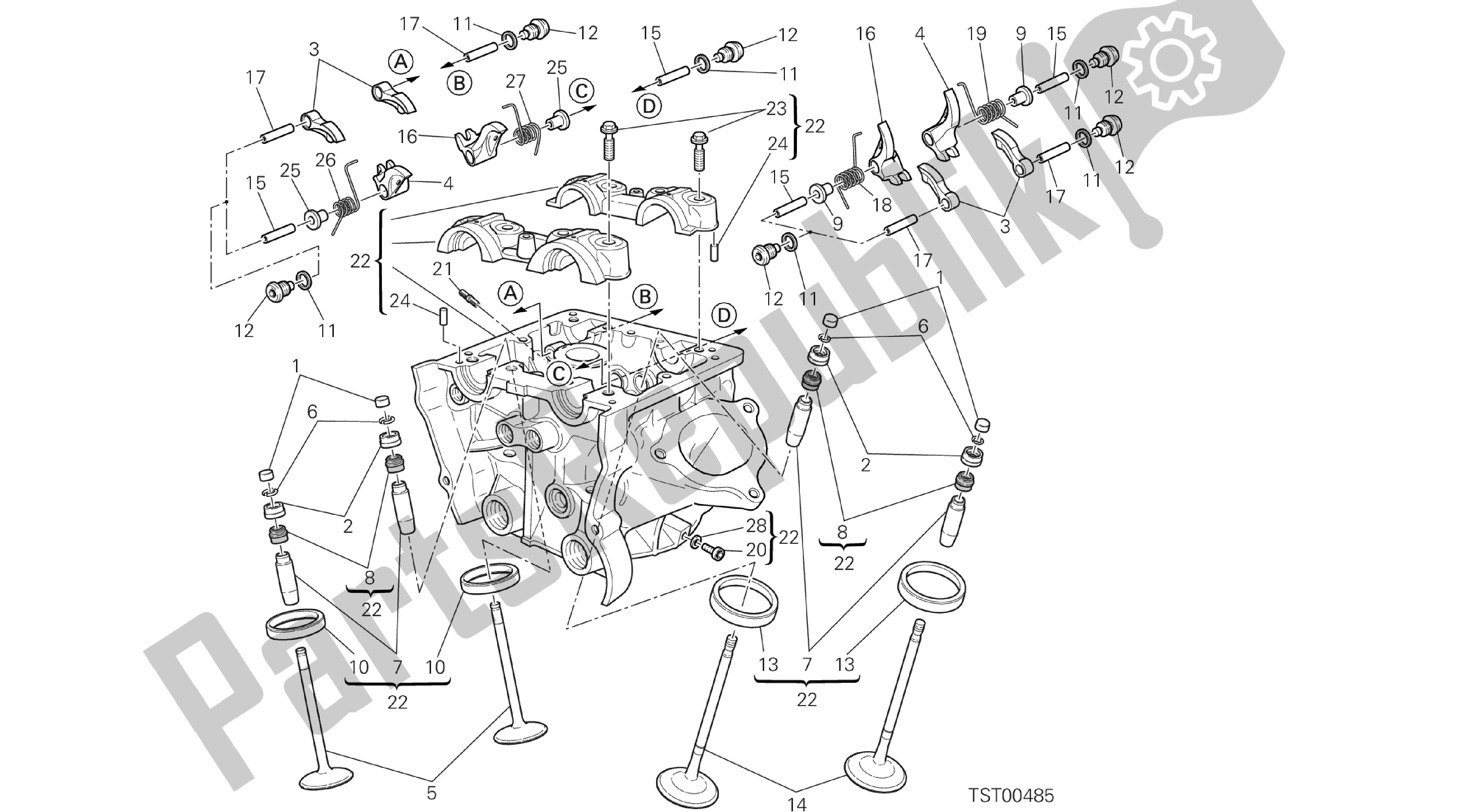 Todas las partes para Dibujo 014 - Cabezal Vertical [mod: Hyp Str; Xst: Aus, Eur, Fra, Jap] Engi Ne Del Grupo de Ducati Hypermotard SP 821 2013