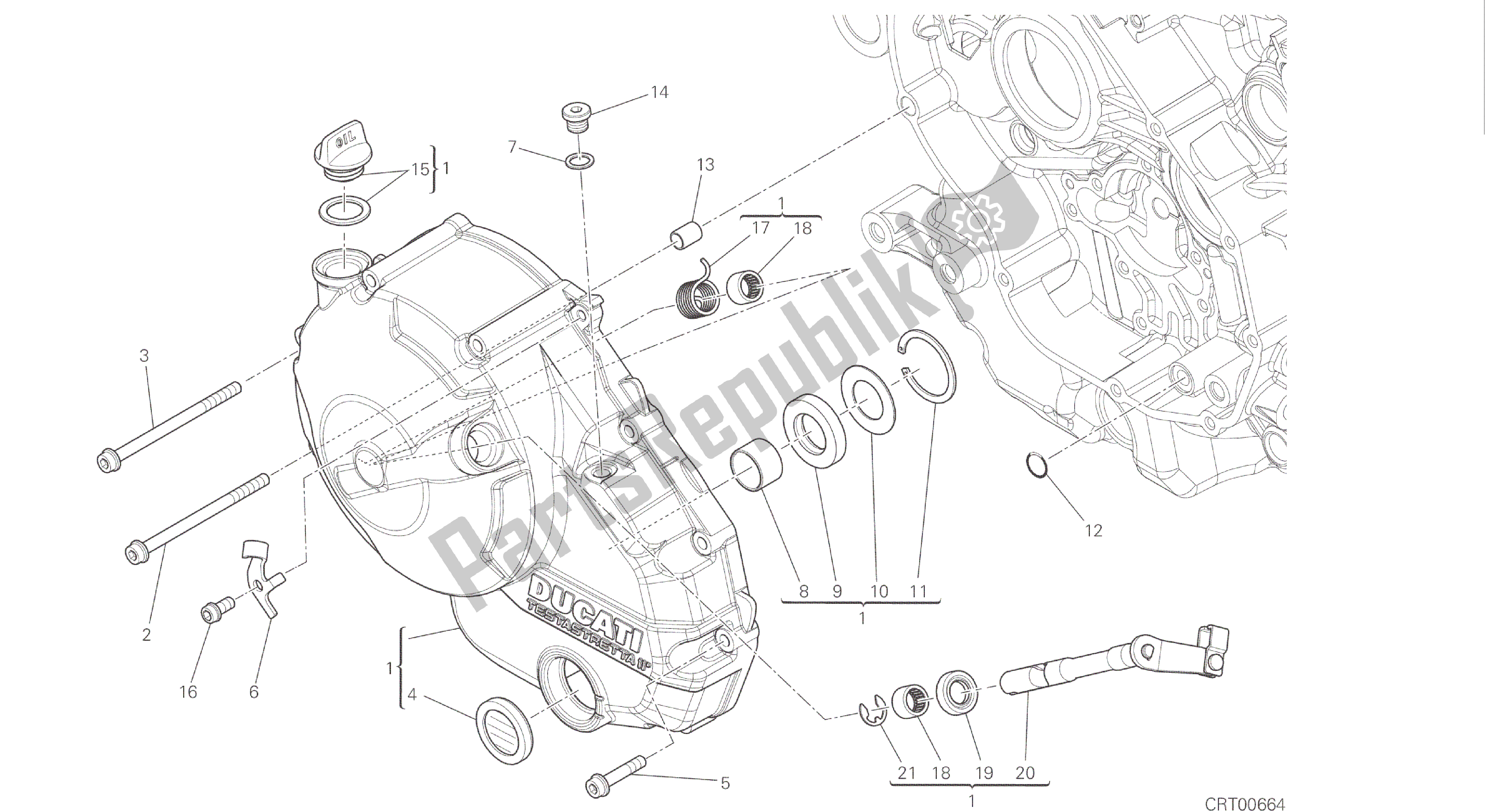 Todas las partes para Dibujo 005 - Cubierta Del Embrague [mod: Hym-sp; Xst: Aus, Eur, Fra, Jap] Motor De Grupo de Ducati Hypermotard SP 821 2015