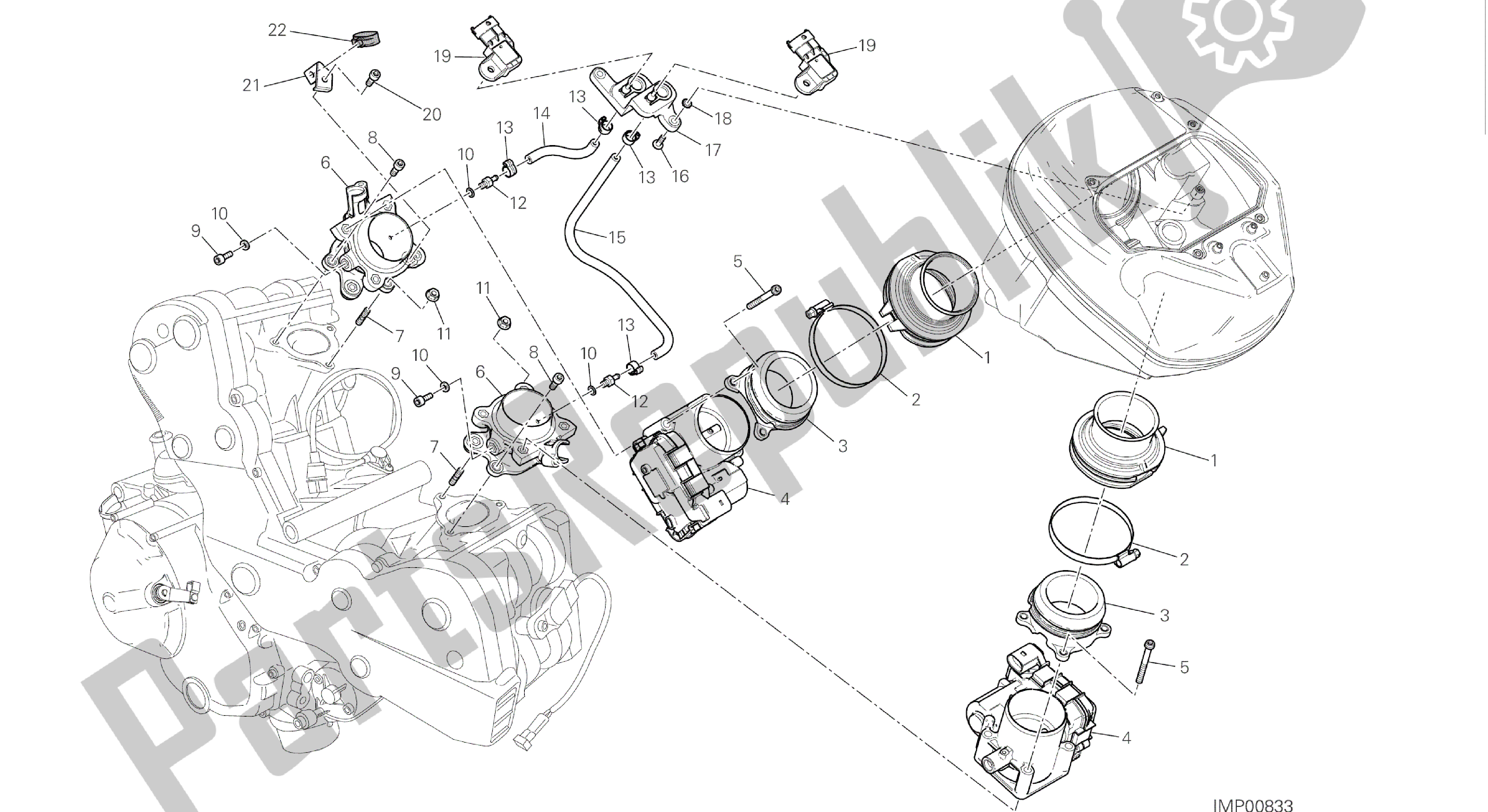 Alle onderdelen voor de Tekening 016 - Gasklephuis [mod: Hym-sp; Xst: Aus, Eur, Fra, Jap] Groepsframe van de Ducati Hypermotard SP 821 2015