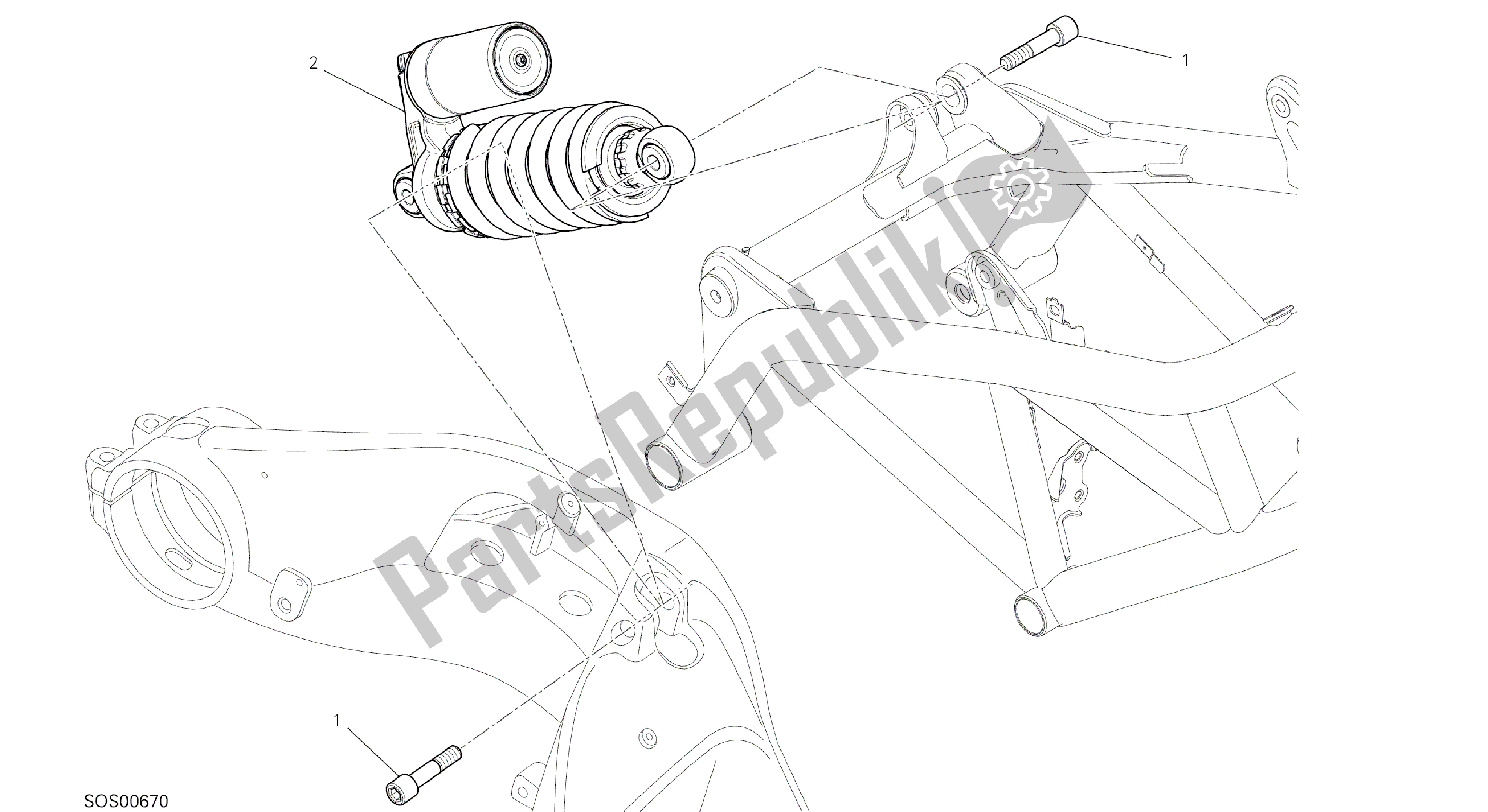 Todas as partes de Desenho 028 - Sospensione Posteriore [mod: Hym-sp; Xst: Aus, Eur, Fra, Jap] Quadro De Grupo do Ducati Hypermotard SP 821 2015