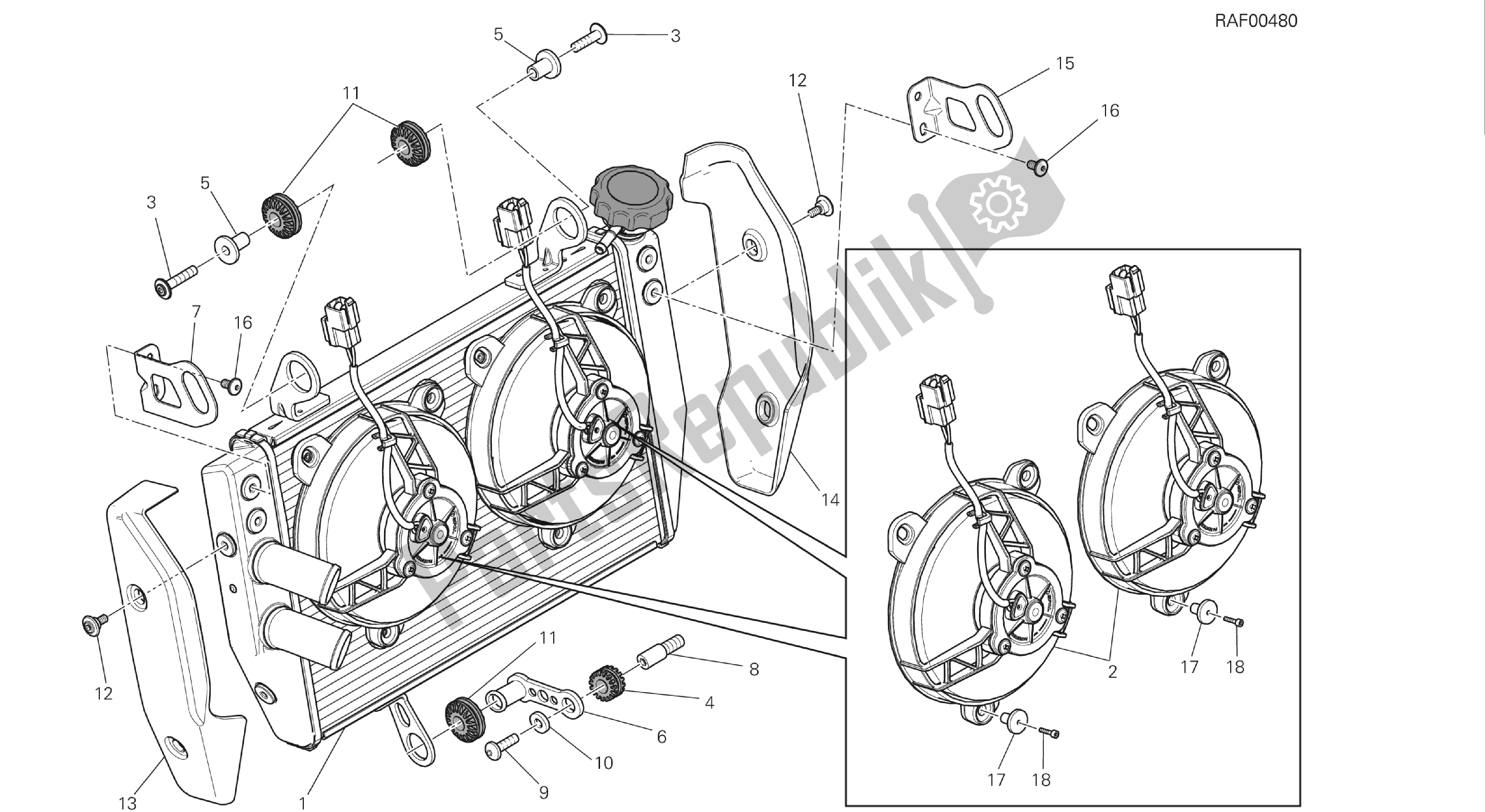 Todas las partes para Dibujo 030 - Enfriador De Agua [mod: Hym-sp; Xst: Aus, Eur, Fra, Jap] Group Fr Ame de Ducati Hypermotard 821 2013