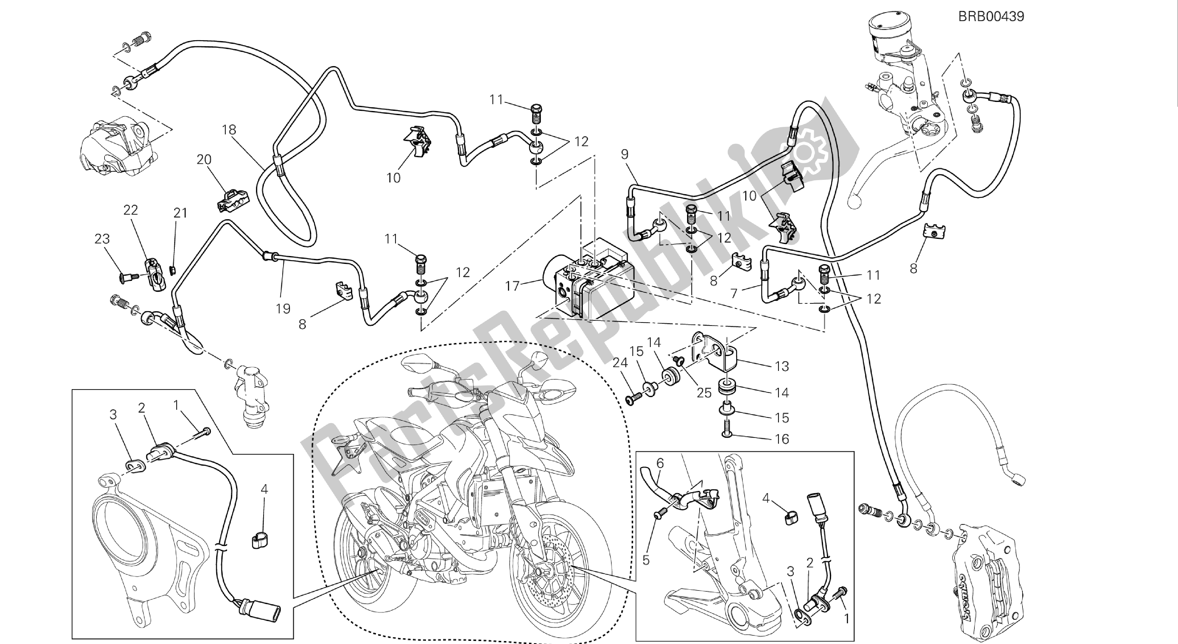 Todas las partes para Dibujo 24a - Sistema Antibloqueo De Frenos (abs) [mod: Hym-sp; Xst: Aus, Eur, Fra, Jap] Group Fr Ame de Ducati Hypermotard 821 2013