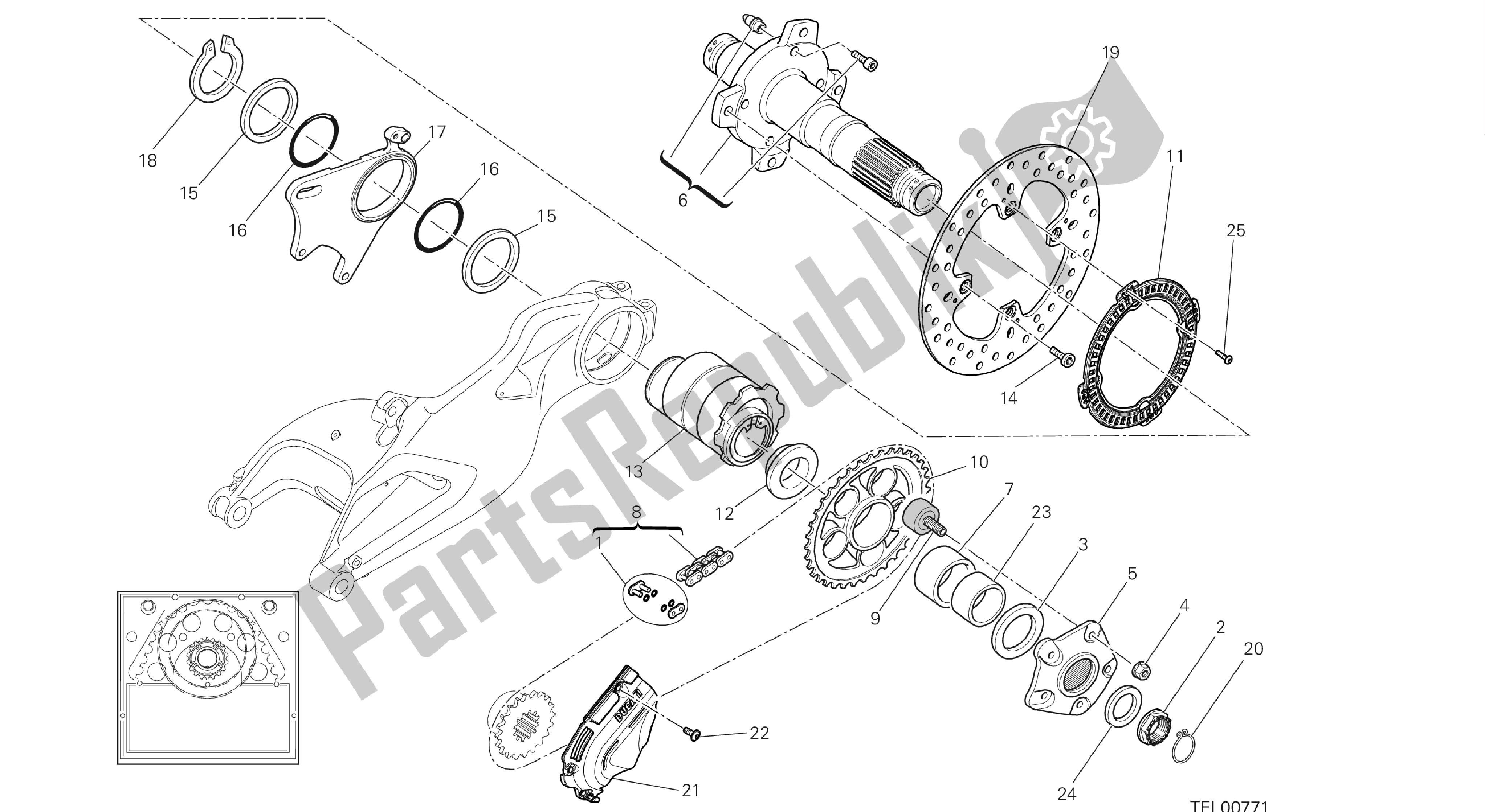 Todas las partes para Dibujo 26a - Cubo, Rueda Trasera [mod: Hym-sp; Xst: Aus, Eur, Fra, Jap] Group Fr Ame de Ducati Hypermotard 821 2013