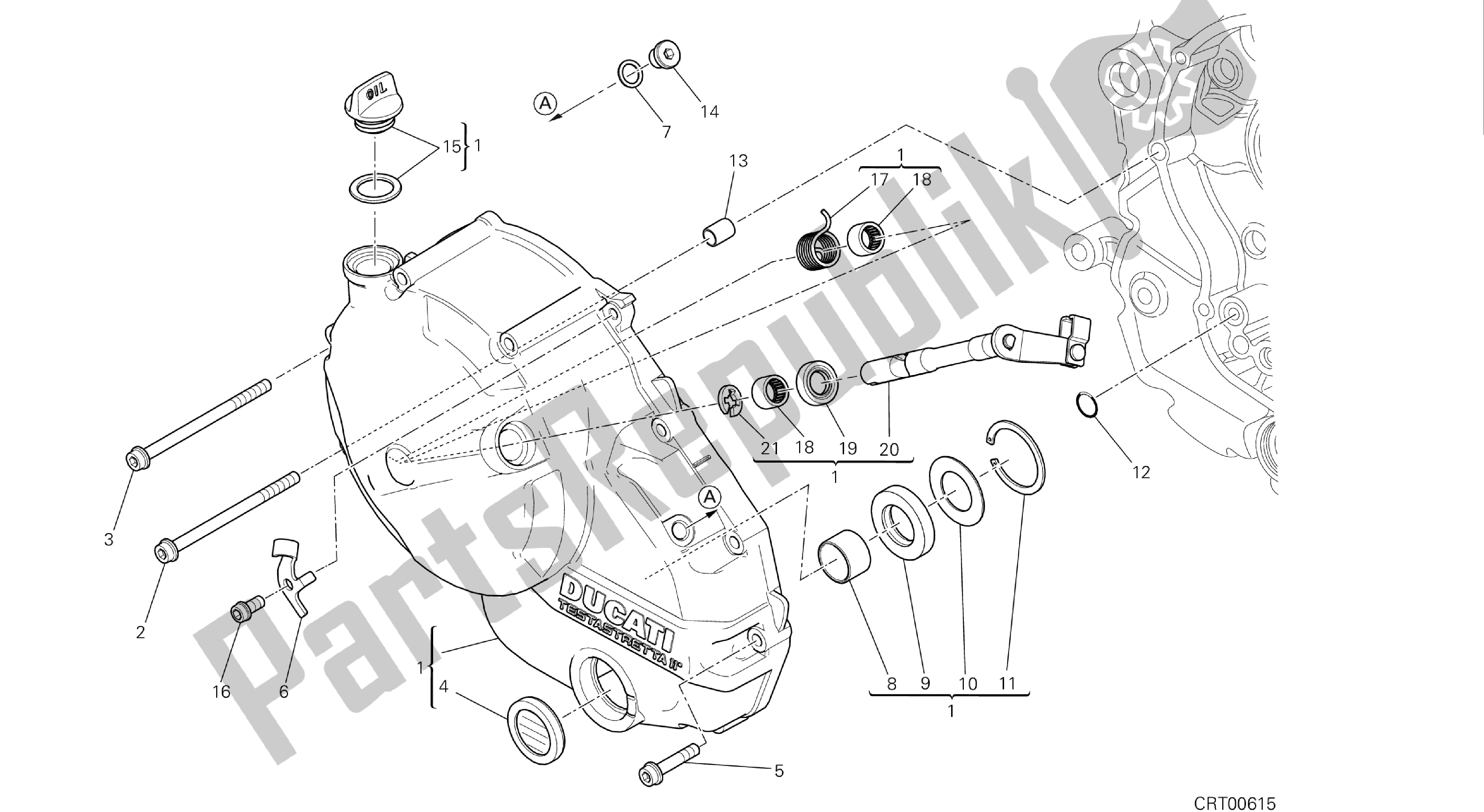 Todas las partes para Dibujo 005 - Cubierta Del Embrague [mod: Hym-sp; Xst: Aus, Eur, Fra, Jap] Engi Ne Del Grupo de Ducati Hypermotard 821 2013