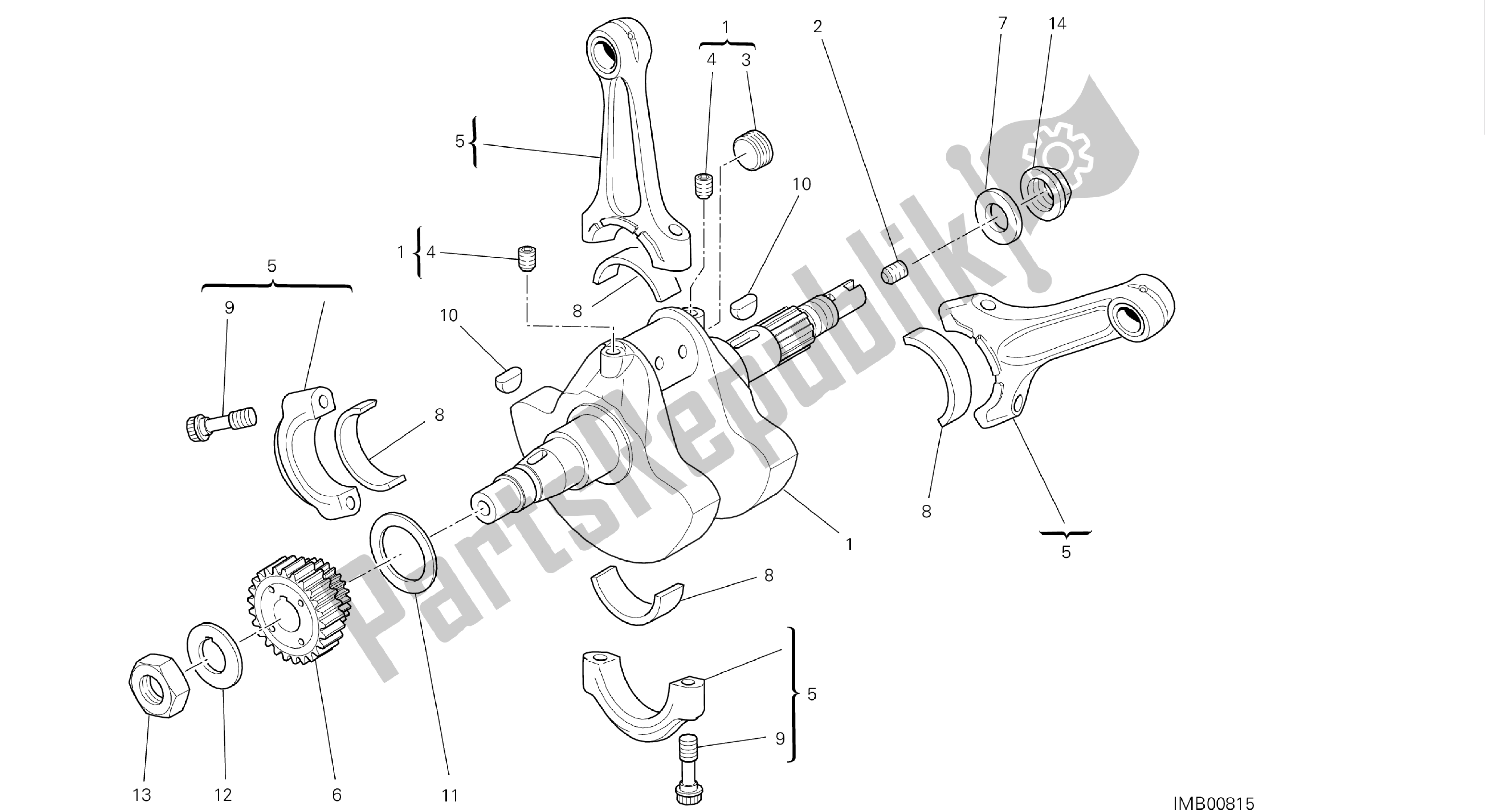 Todas las partes para Dibujo 006 - Imbiellaggio [mod: Hym-sp; Xst: Aus, Eur, Fra, Jap] Engi Ne Del Grupo de Ducati Hypermotard 821 2013