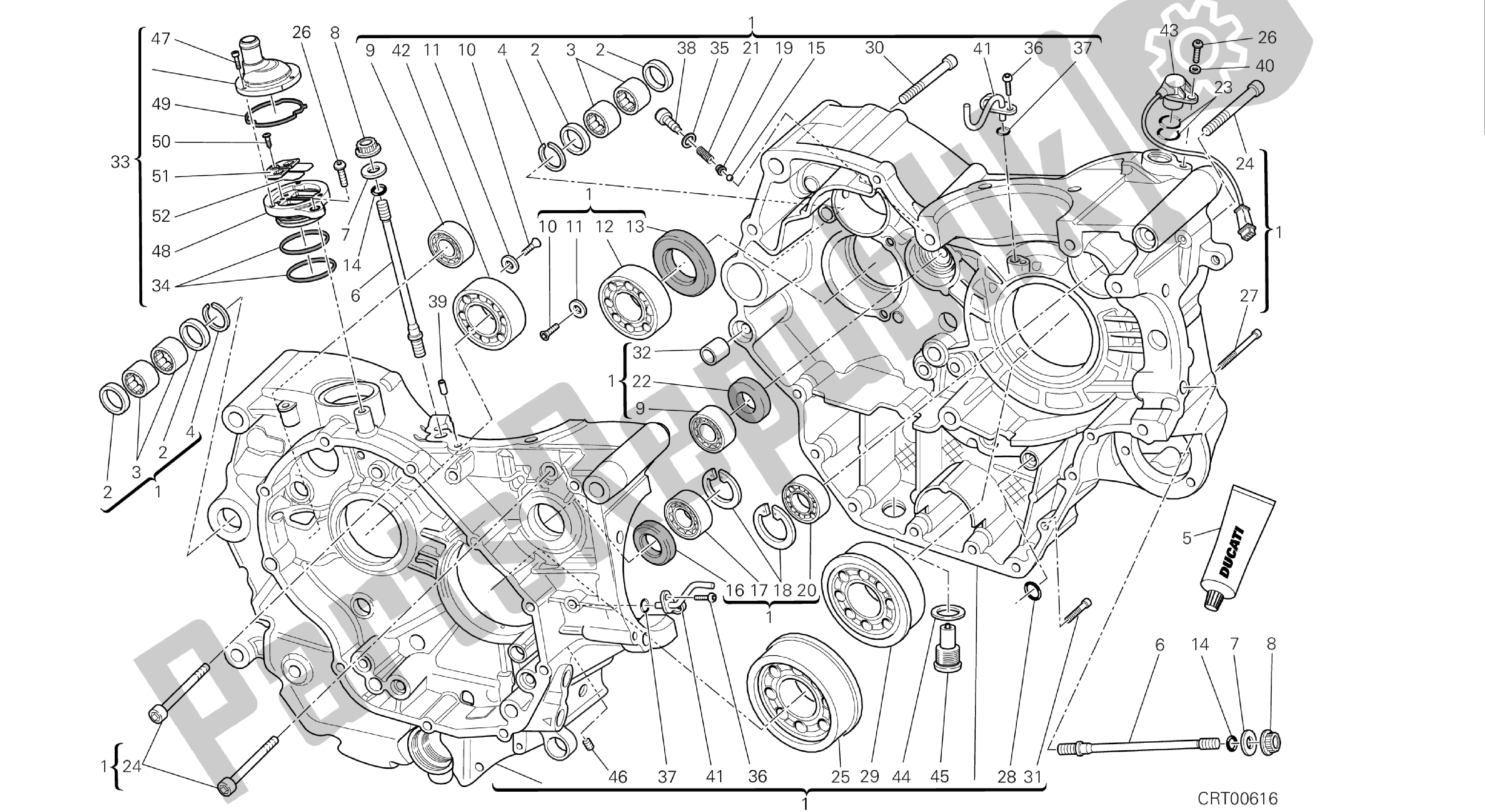 Todas las partes para Dibujo 010 - Par De Semicárter [mod: Hym-sp; Xst: Aus, Eur, Fra, Jap] Engines Del Grupo de Ducati Hypermotard 821 2013