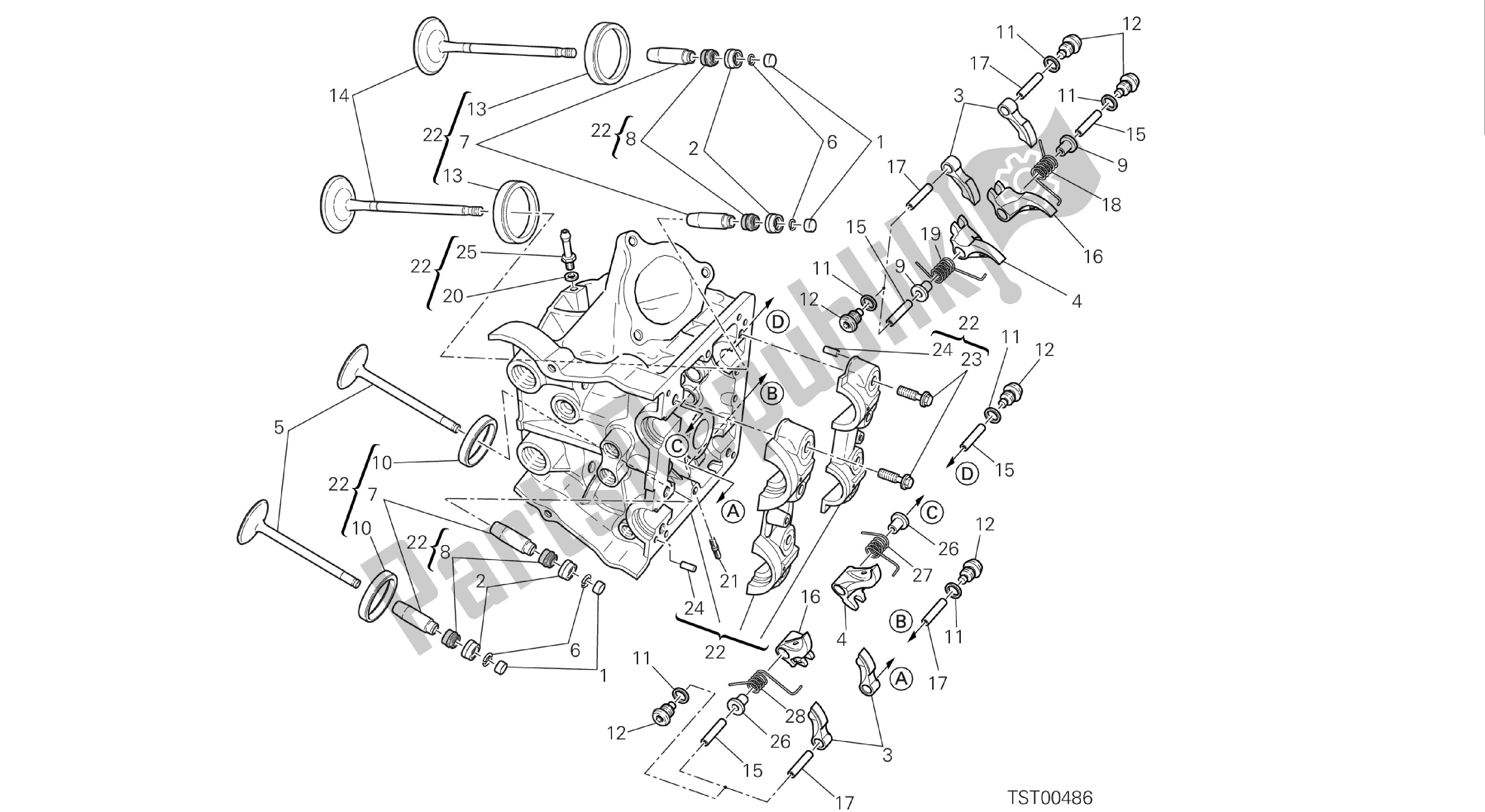 Todas as partes de Desenho 015 - Cabeça Horizontal [mod: Hym-sp; Xst: Aus, Eur, Fra, Jap] Engenharia De Grupo do Ducati Hypermotard 821 2013