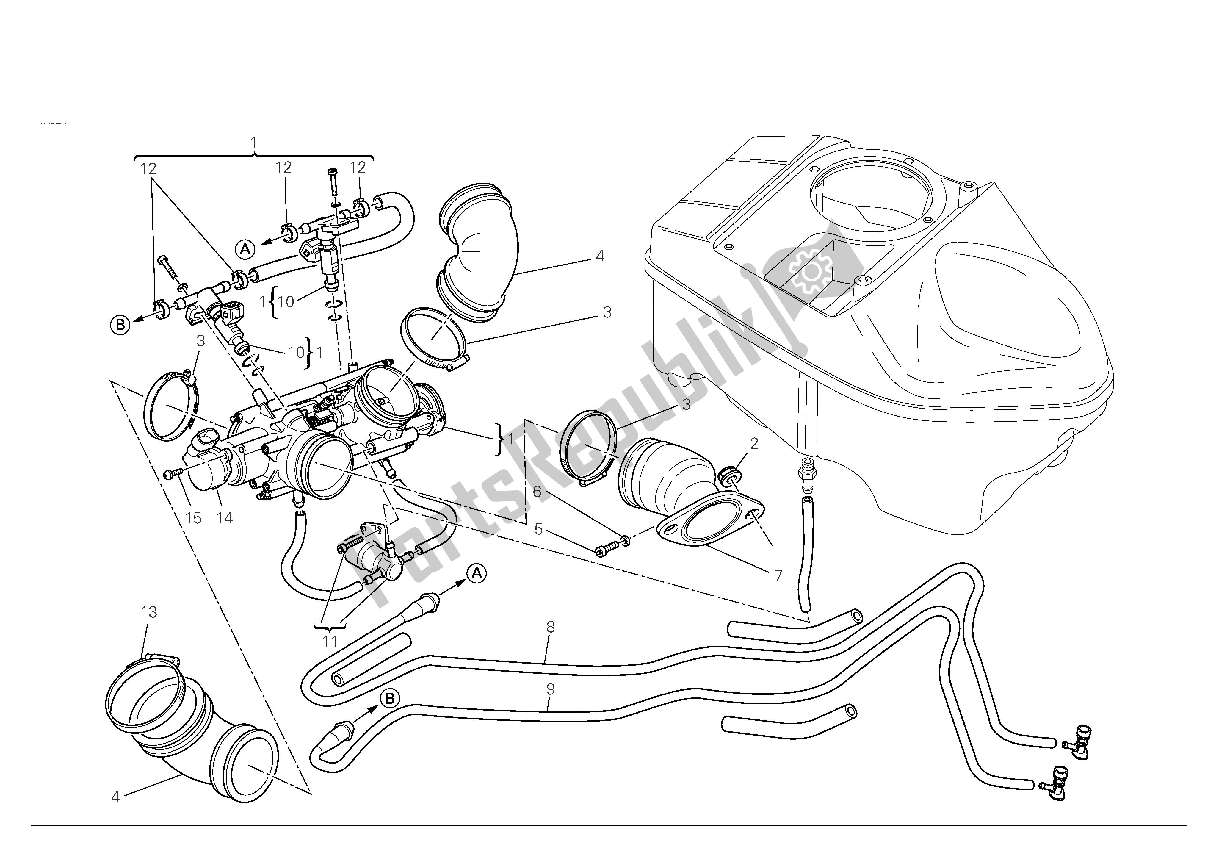 Alle onderdelen voor de Inlaatspruitstukken van de Ducati Hypermotard 1100 2008