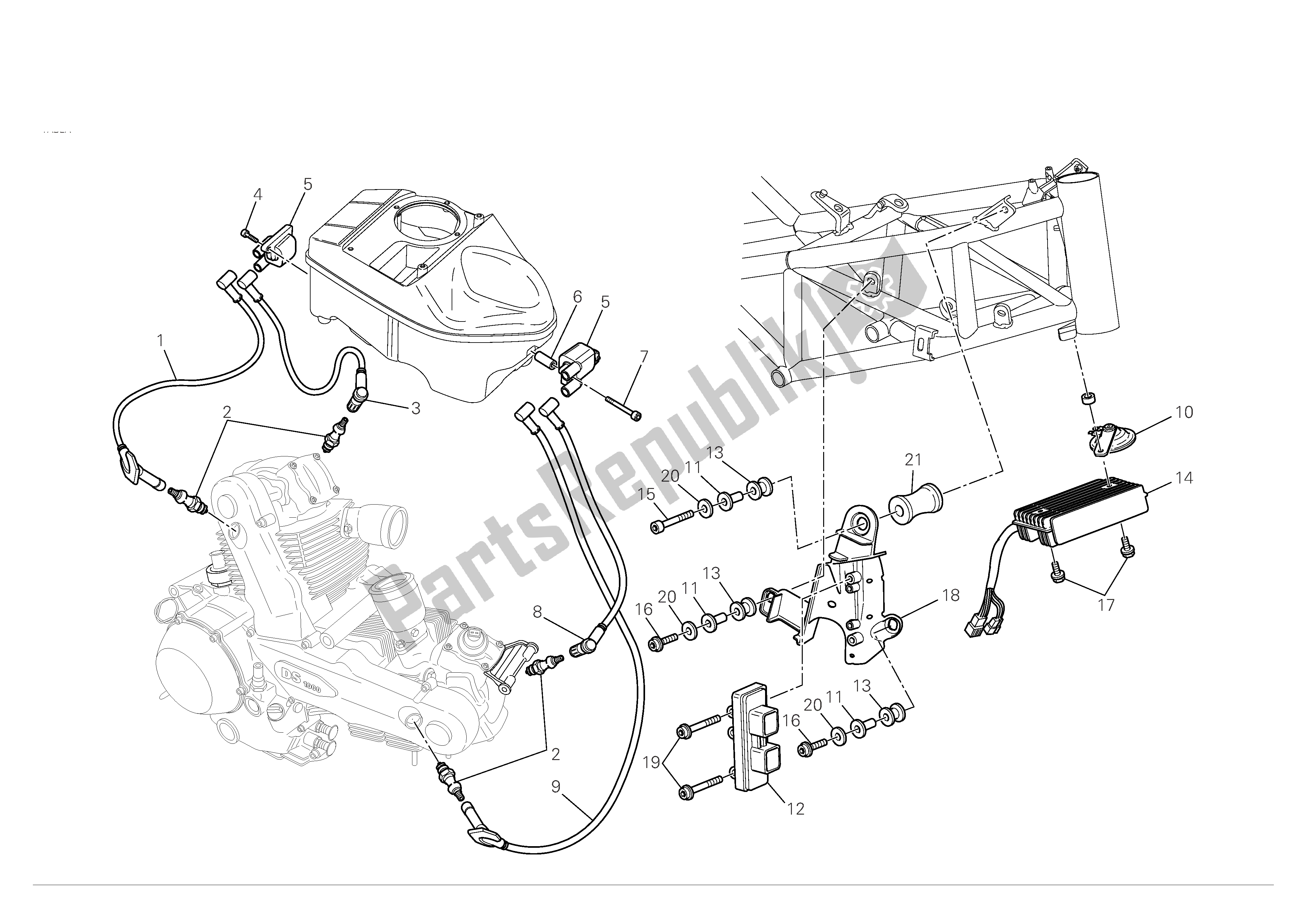 Toutes les pièces pour le Système électrique du Ducati Hypermotard 1100 2008