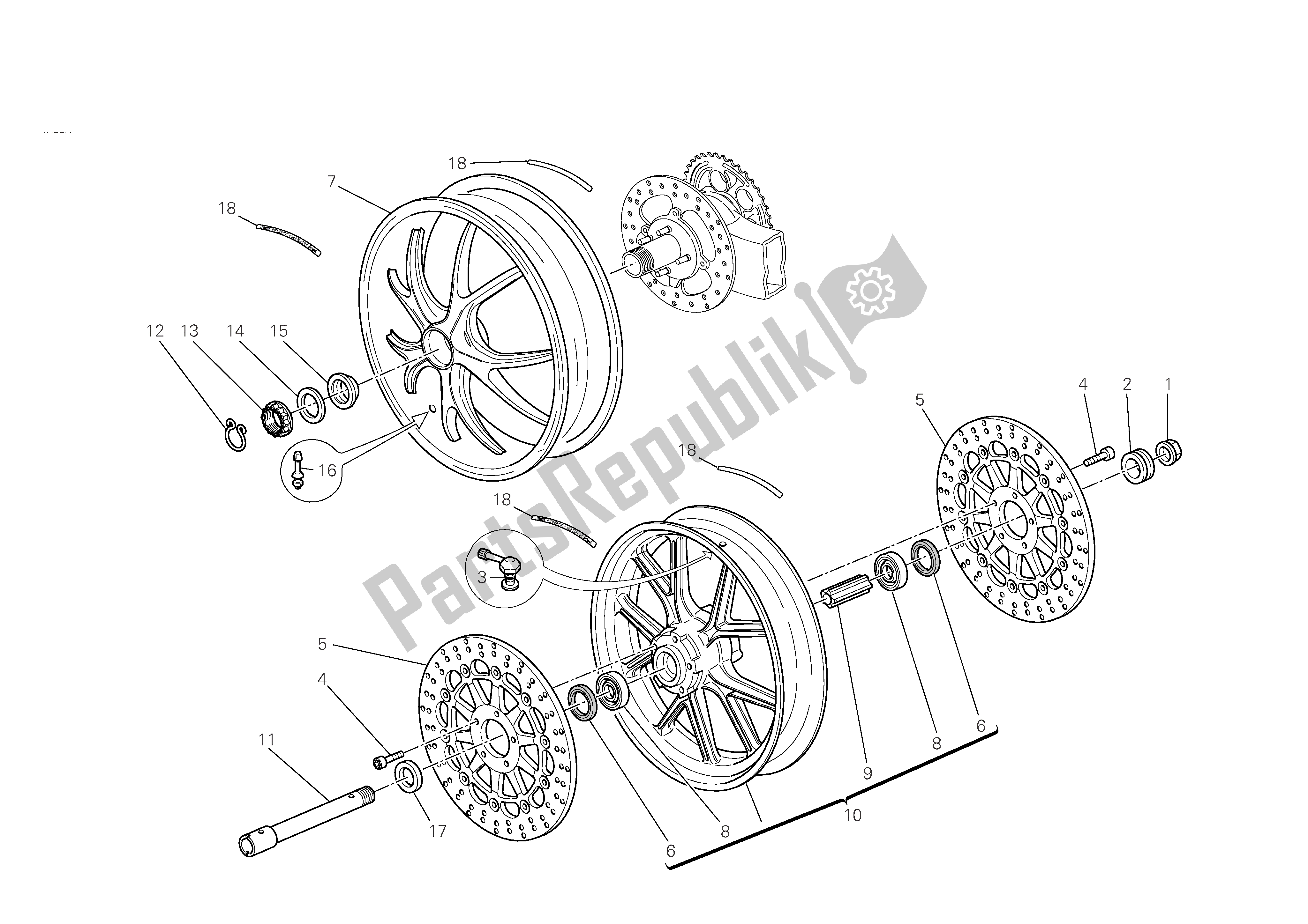 Todas las partes para Ruedas Delanteras Y Traseras de Ducati Hypermotard 1100 2008