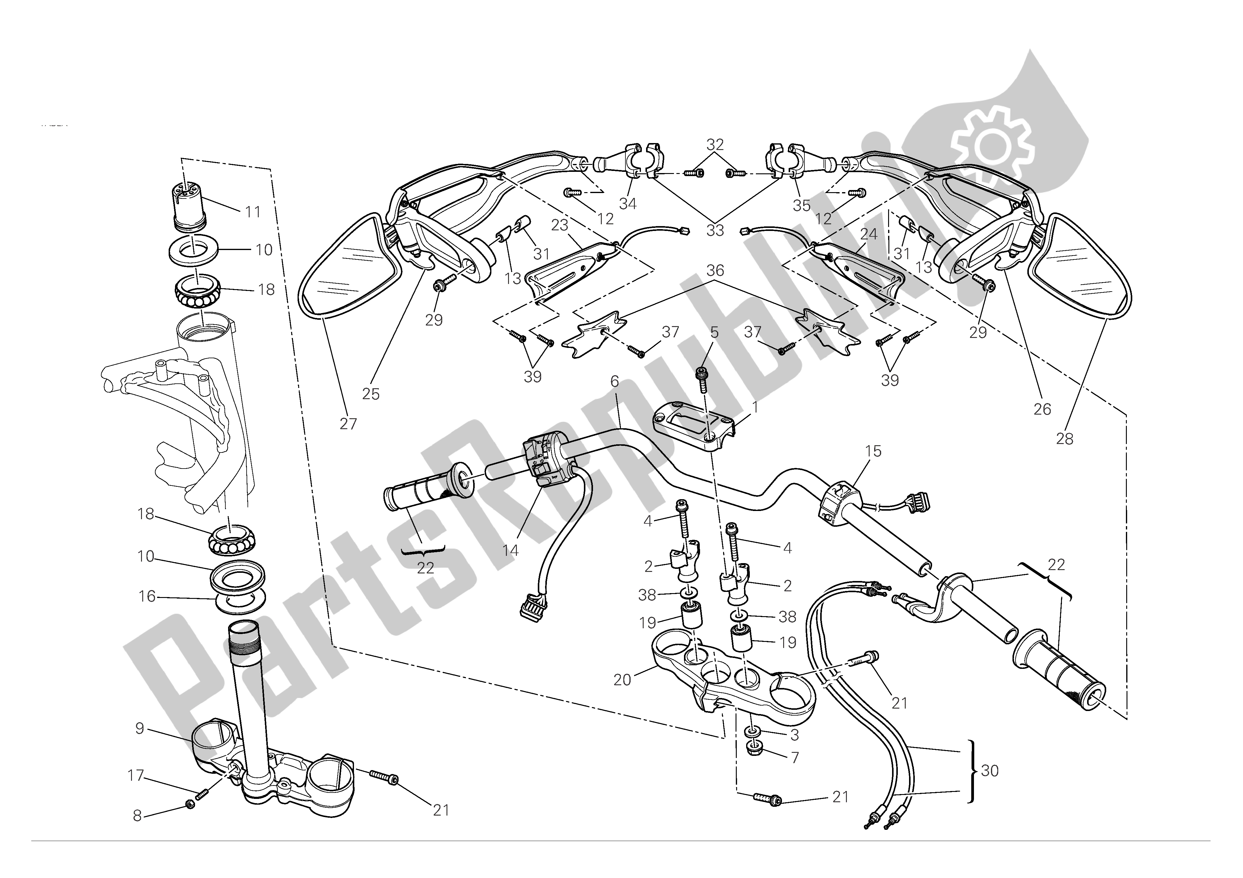Tutte le parti per il Manubrio E Comandi del Ducati Hypermotard 1100 2008