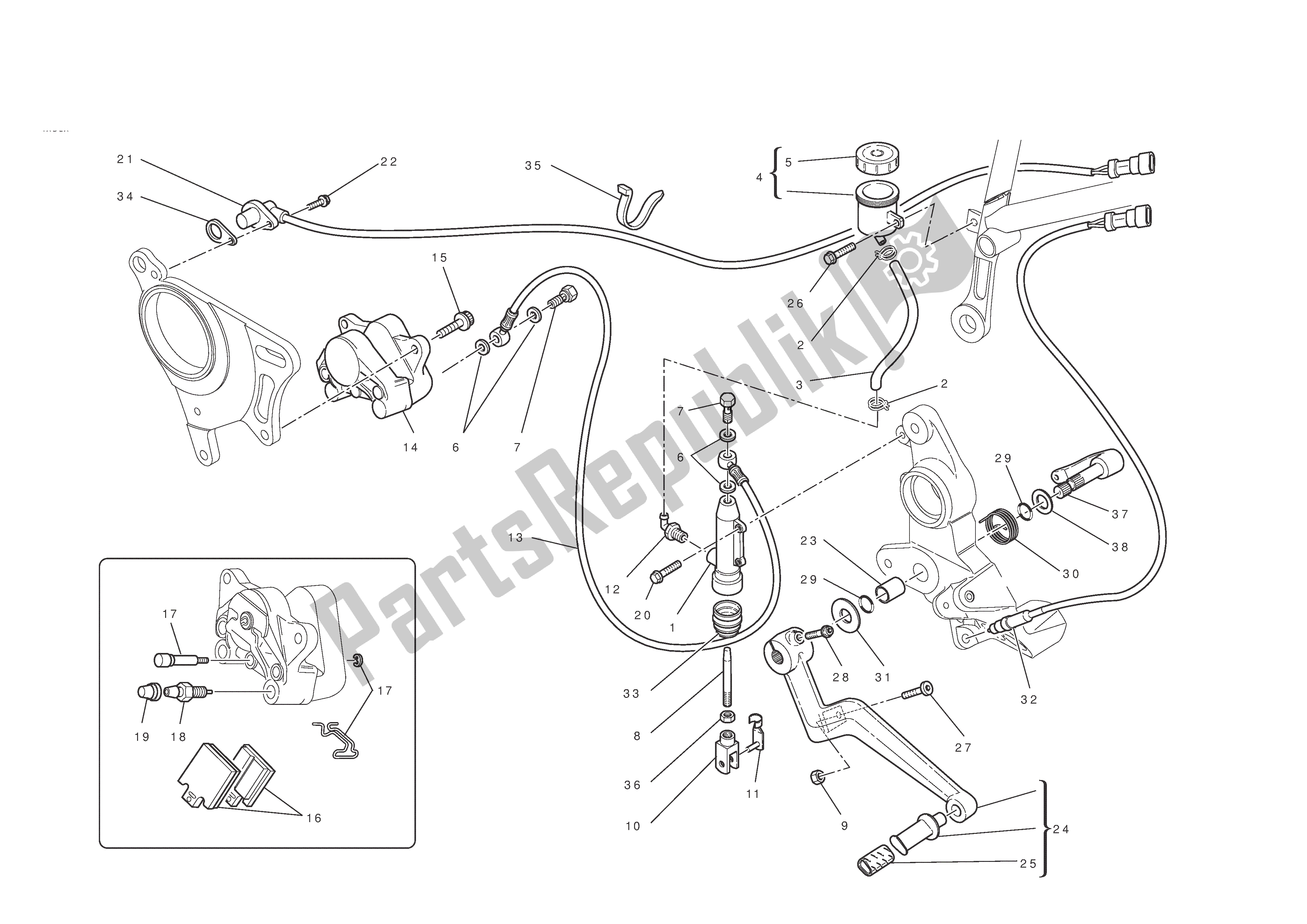 Todas las partes para Freno Trasero de Ducati Hypermotard EVO 1100 2010