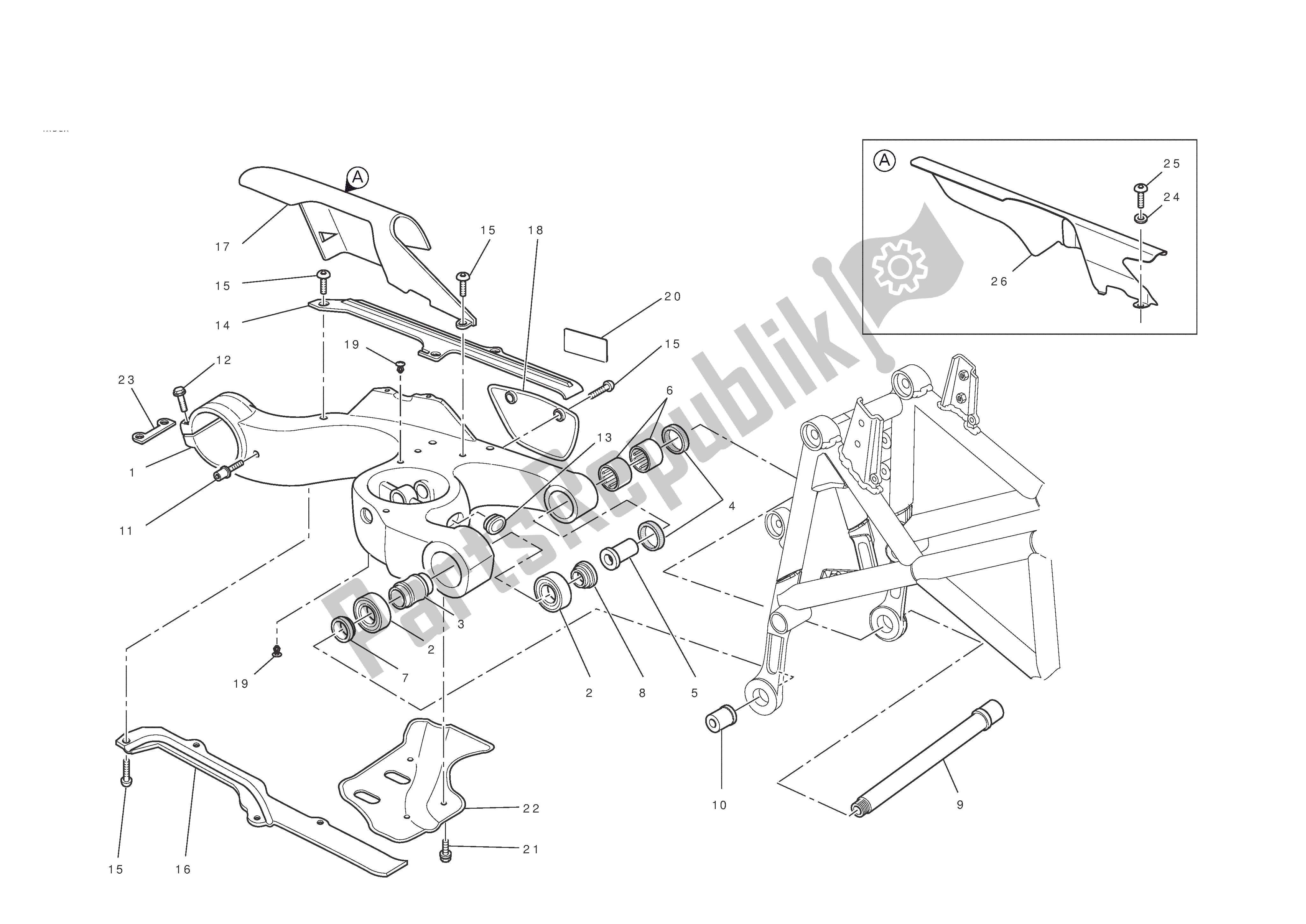 Todas las partes para Basculante de Ducati Hypermotard EVO 1100 2010