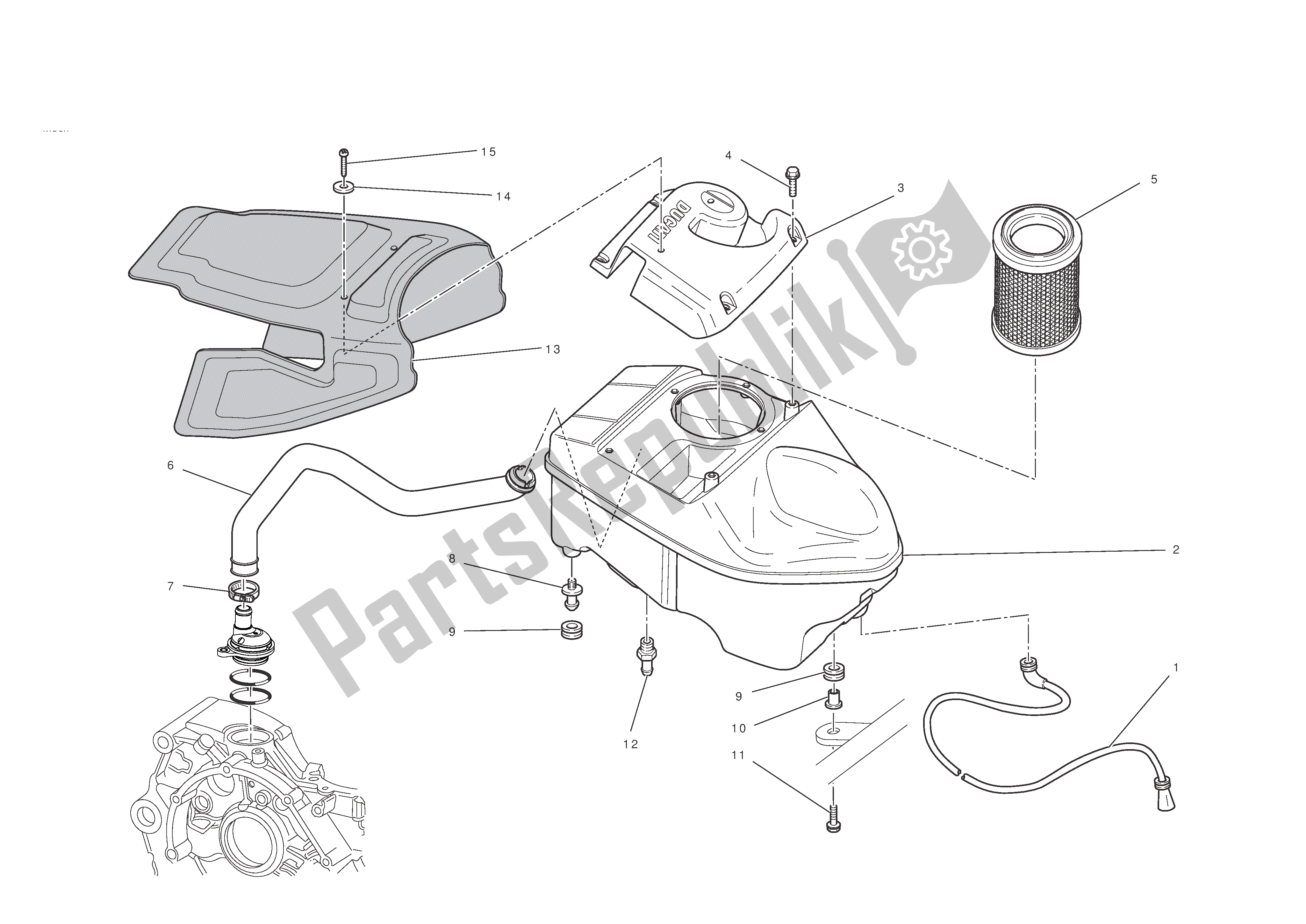 Todas las partes para Toma De Aire - Respiradero De Aceite de Ducati Hypermotard EVO 1100 2010