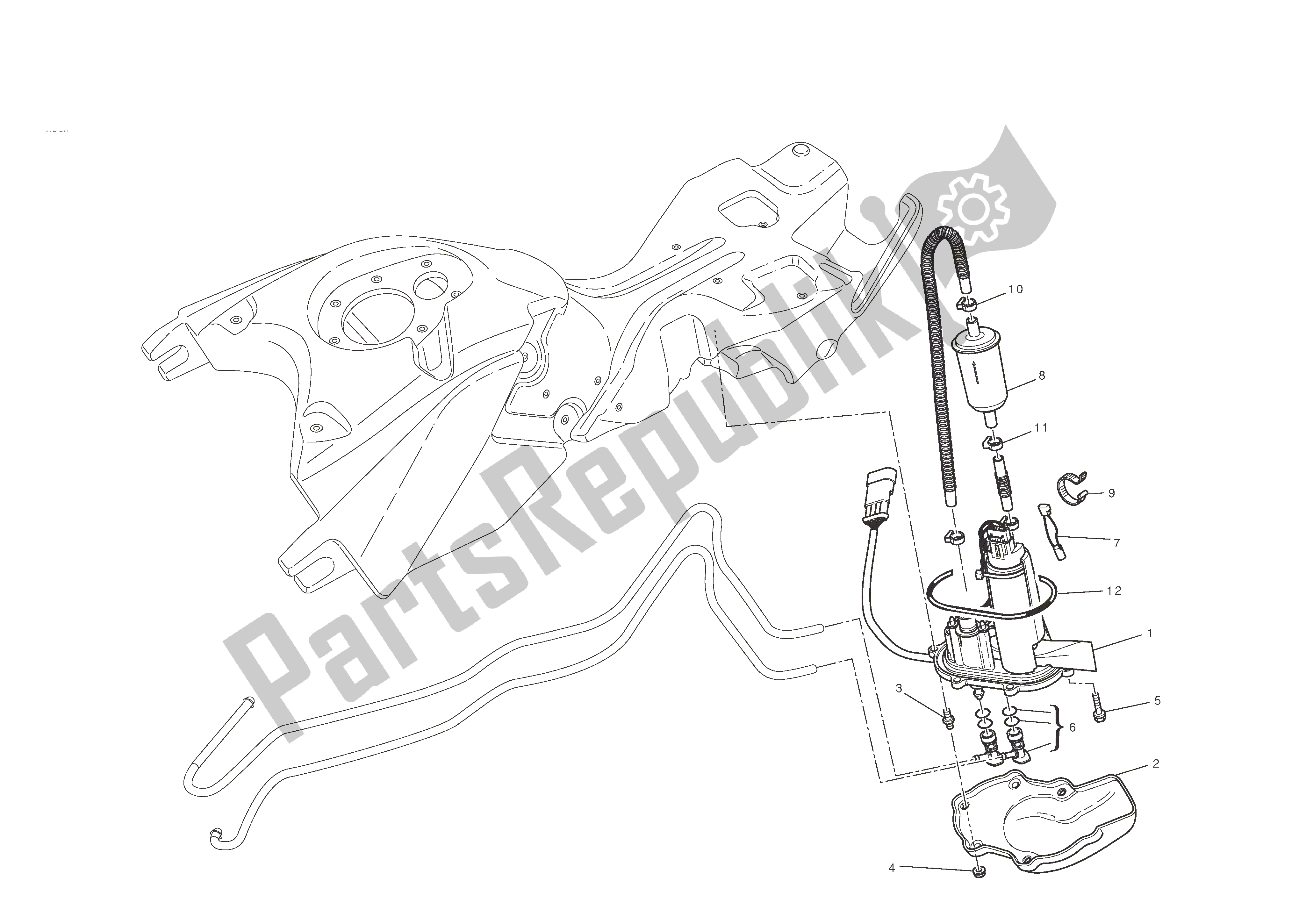 Tutte le parti per il Sistema Di Alimentazione Carburante del Ducati Hypermotard EVO 1100 2010