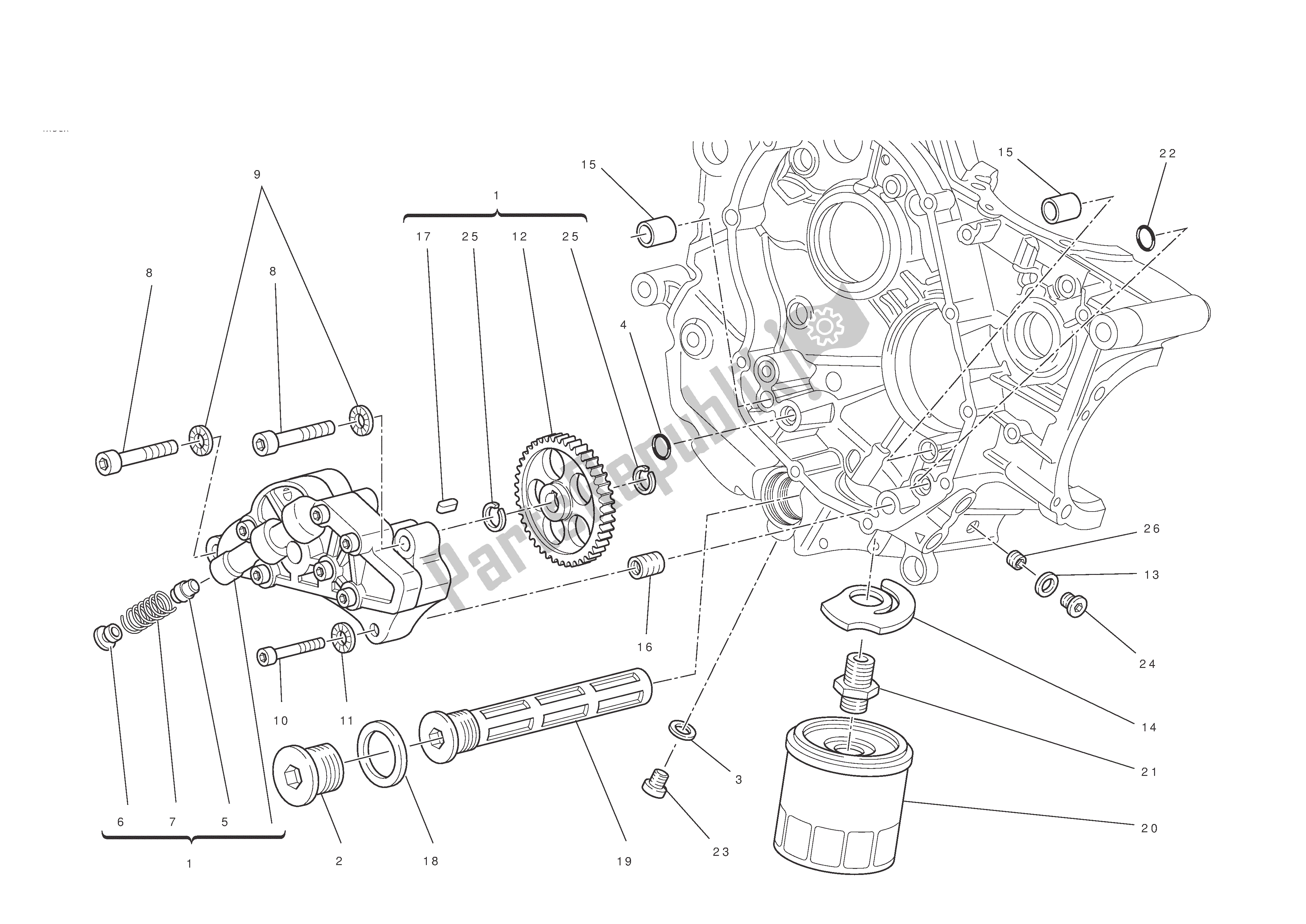 Tutte le parti per il Filtri E Pompa Dell'olio del Ducati Hypermotard EVO 1100 2010