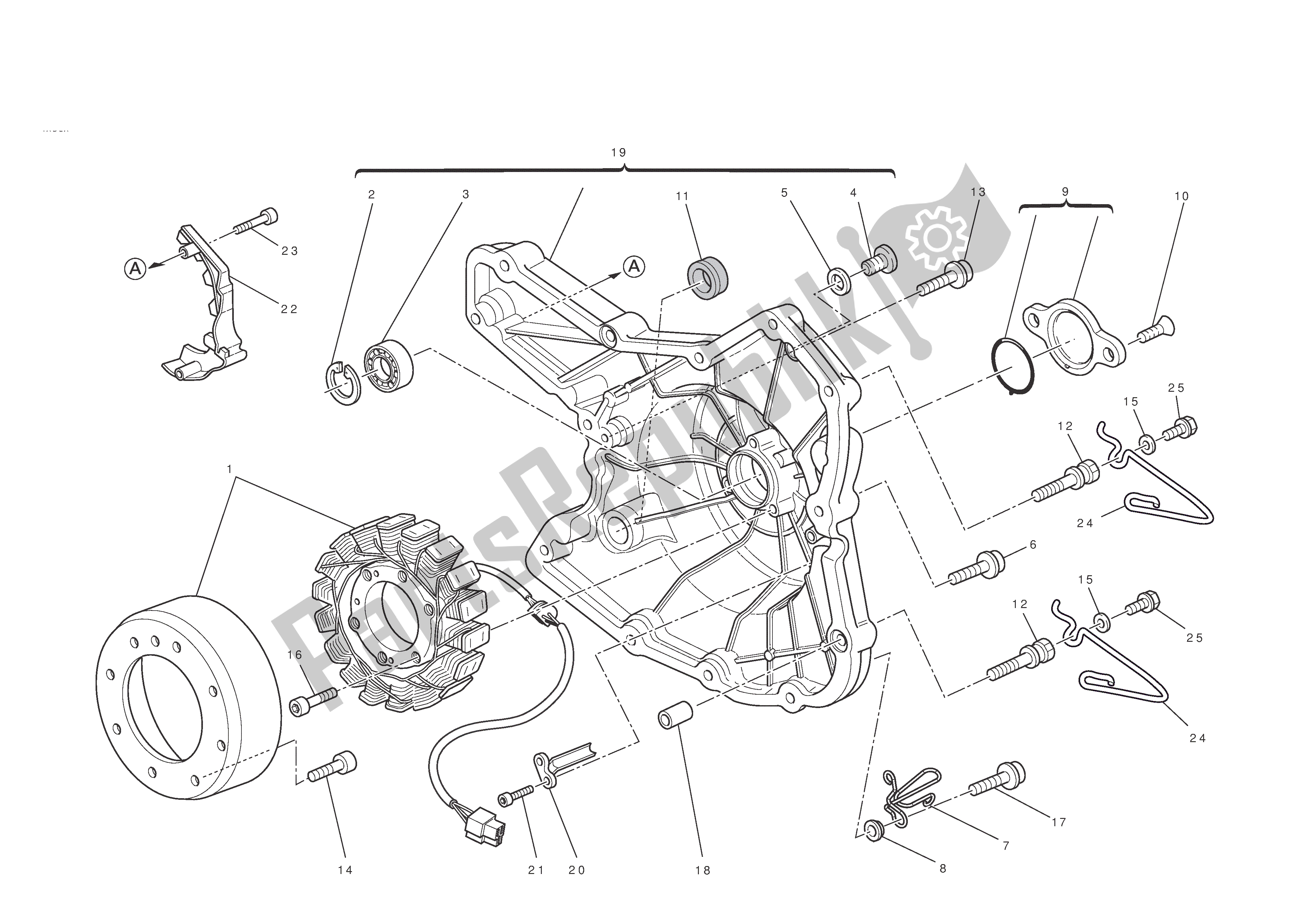 Tutte le parti per il Coperchio Carter Lato Alternatore del Ducati Hypermotard EVO 1100 2010