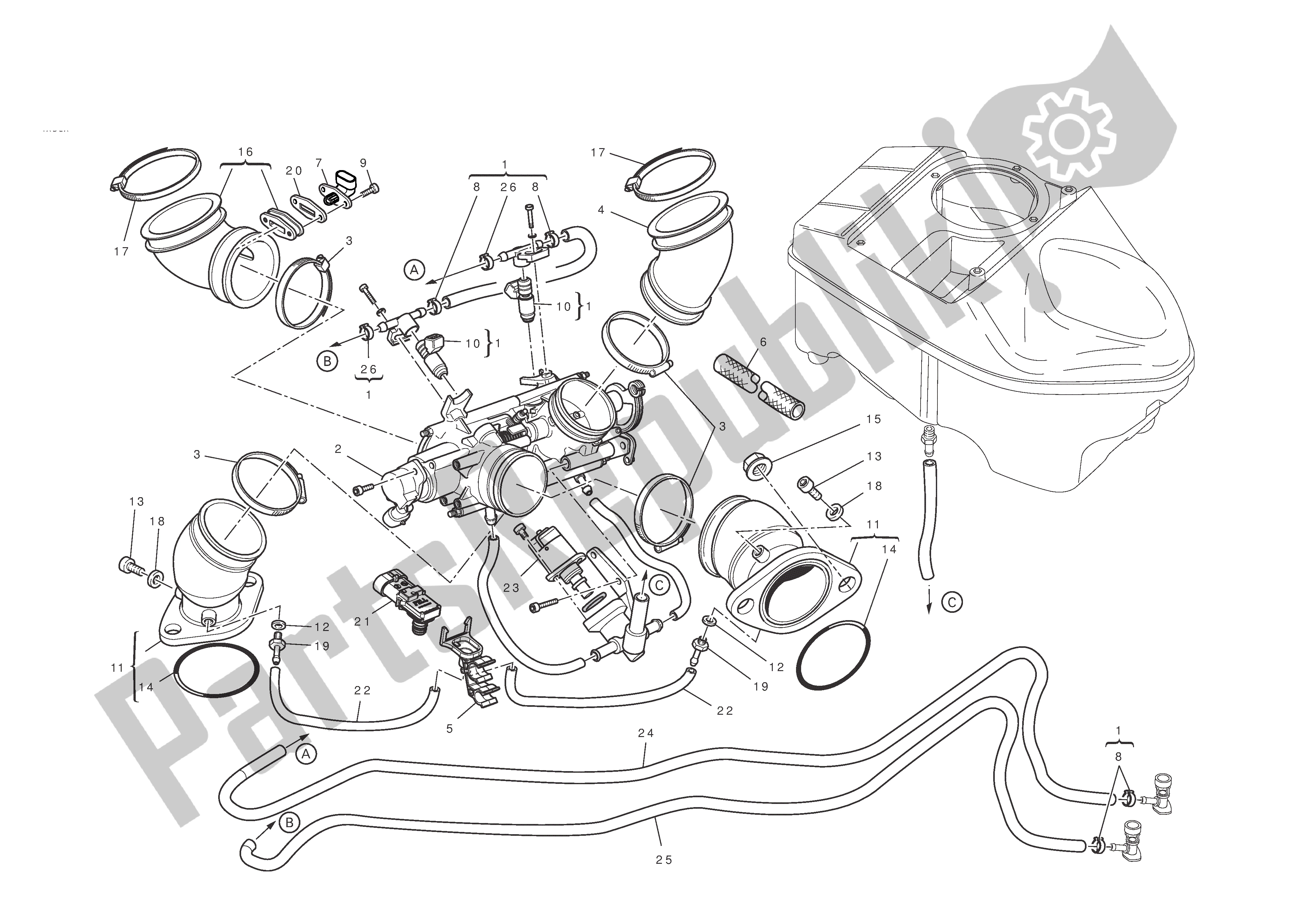 Todas las partes para Colectores De Admisión de Ducati Hypermotard EVO 1100 2010