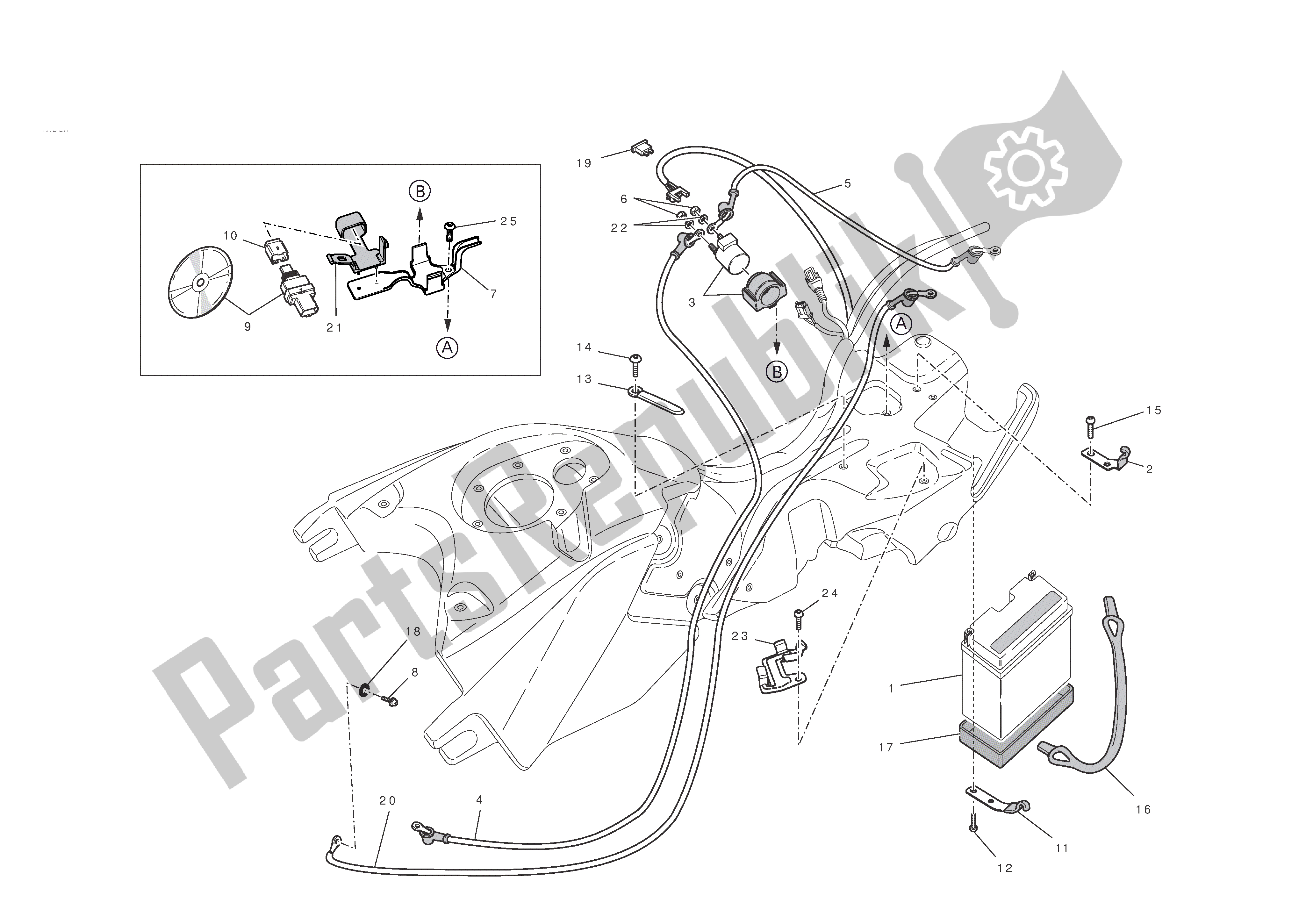 Todas las partes para Soporte De Batería de Ducati Hypermotard EVO 1100 2010